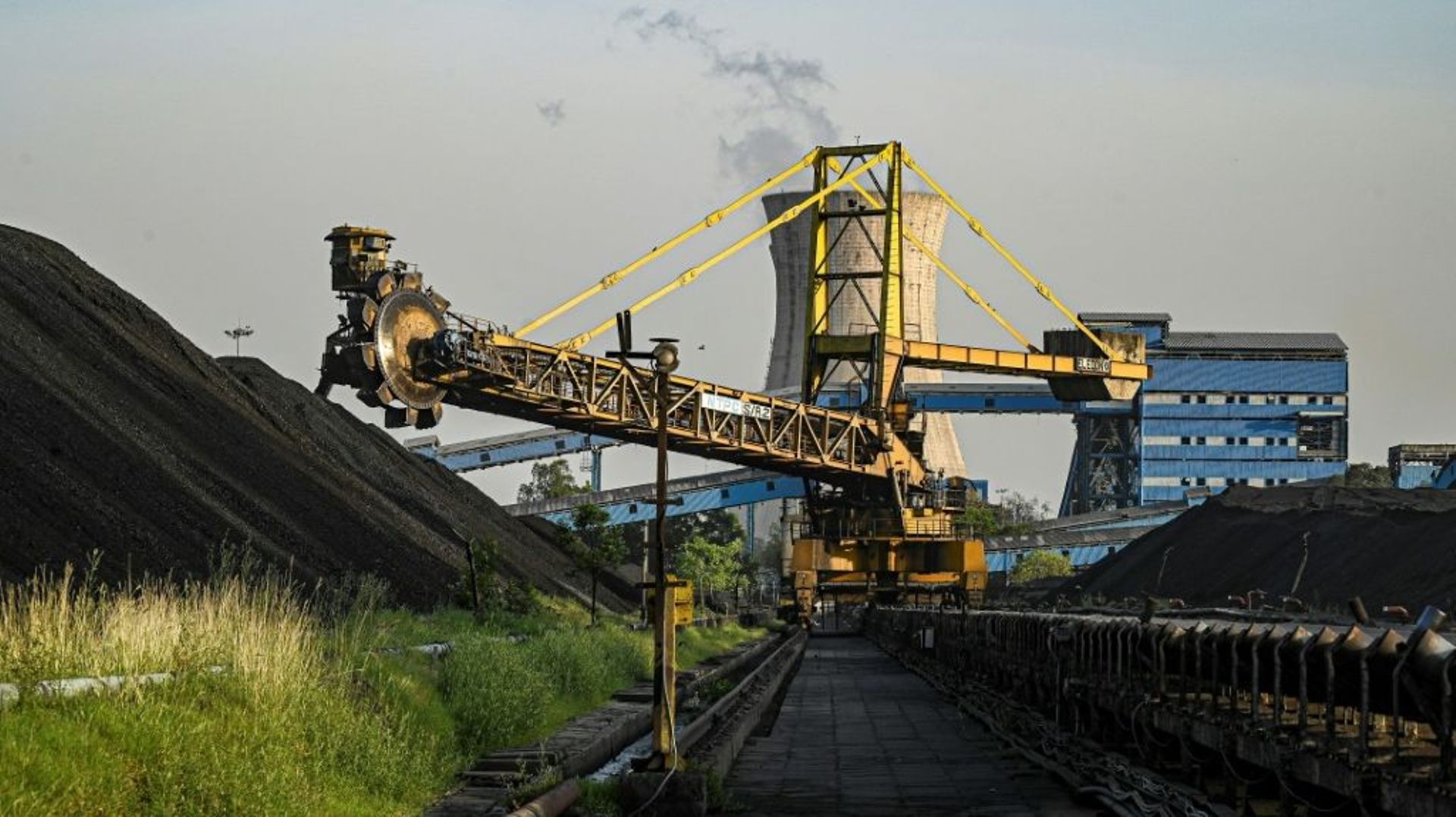 Du charbon stocké à la centrale de la National Thermal Power Corporation (NTPC) à Dadri, le 6 avril 2022 en Inde