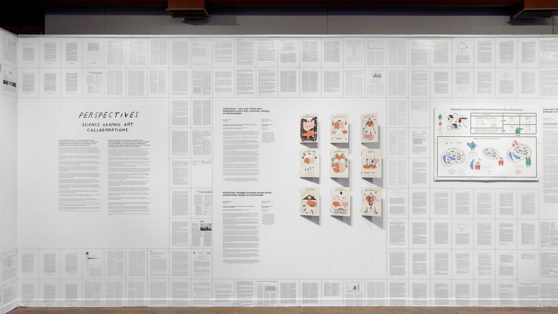 Perspectives: Science-Graphic Art Collaboration, une exposition qui retrace trois années de collaboration entre chercheurs de l'ULB et étudiants de Master en Communication Visuelle et Graphique de l'ENSAV La Cambre