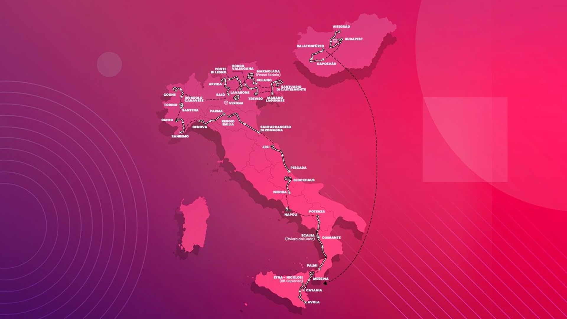 Cyclisme : La carte du parcours du Tour d’Italie 2022.