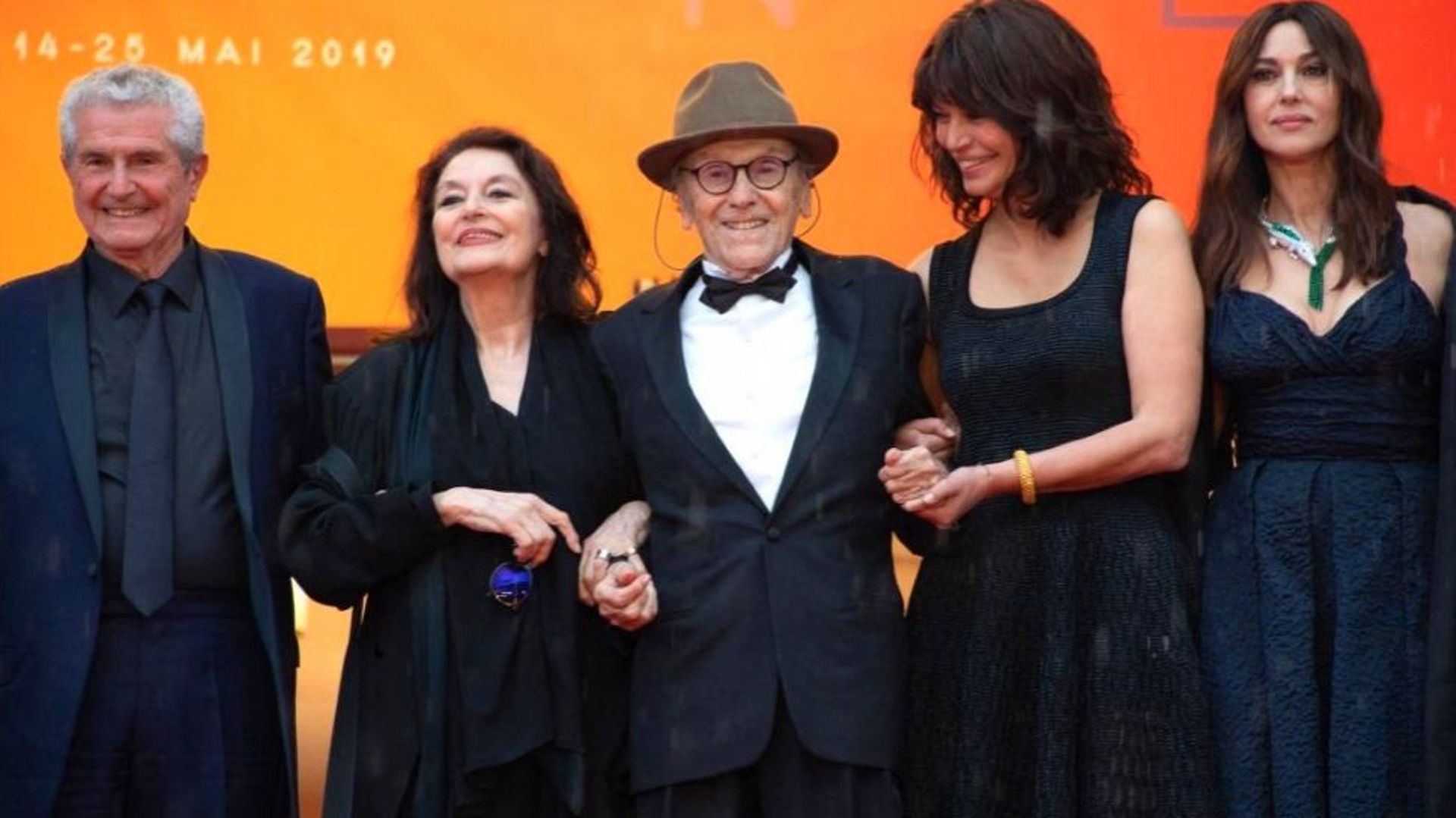 Claude Lelouch, Anouk Aimée, Jean-Louis Trintignant et Monica Bellucci au festival de Cannes 2019