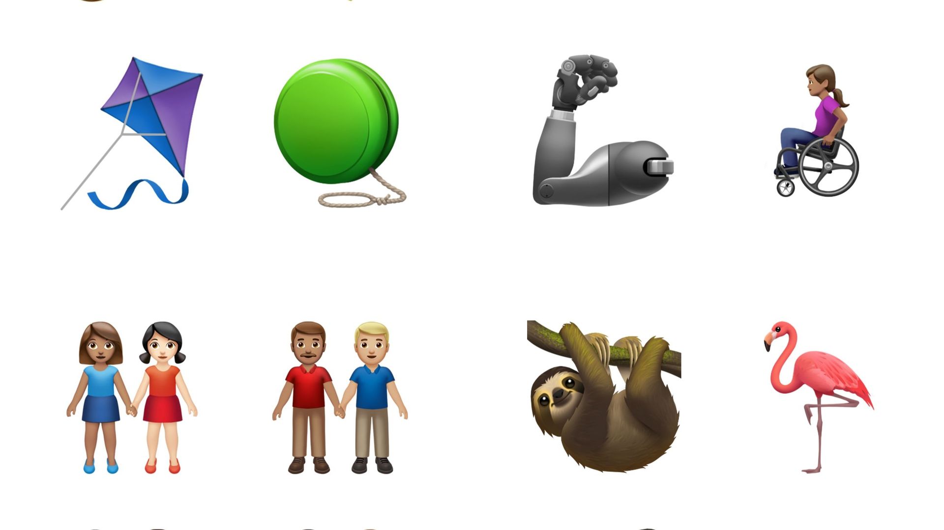 Une sélection des nouveaux emojis proposés par Apple