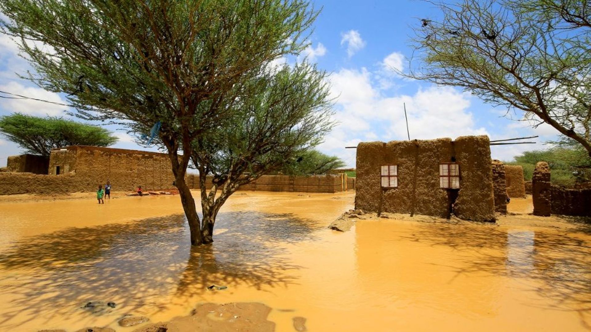 Inondation à Umm Dawan Ban, au sud-est de Khartoum, le 2 août 2020 au Soudan