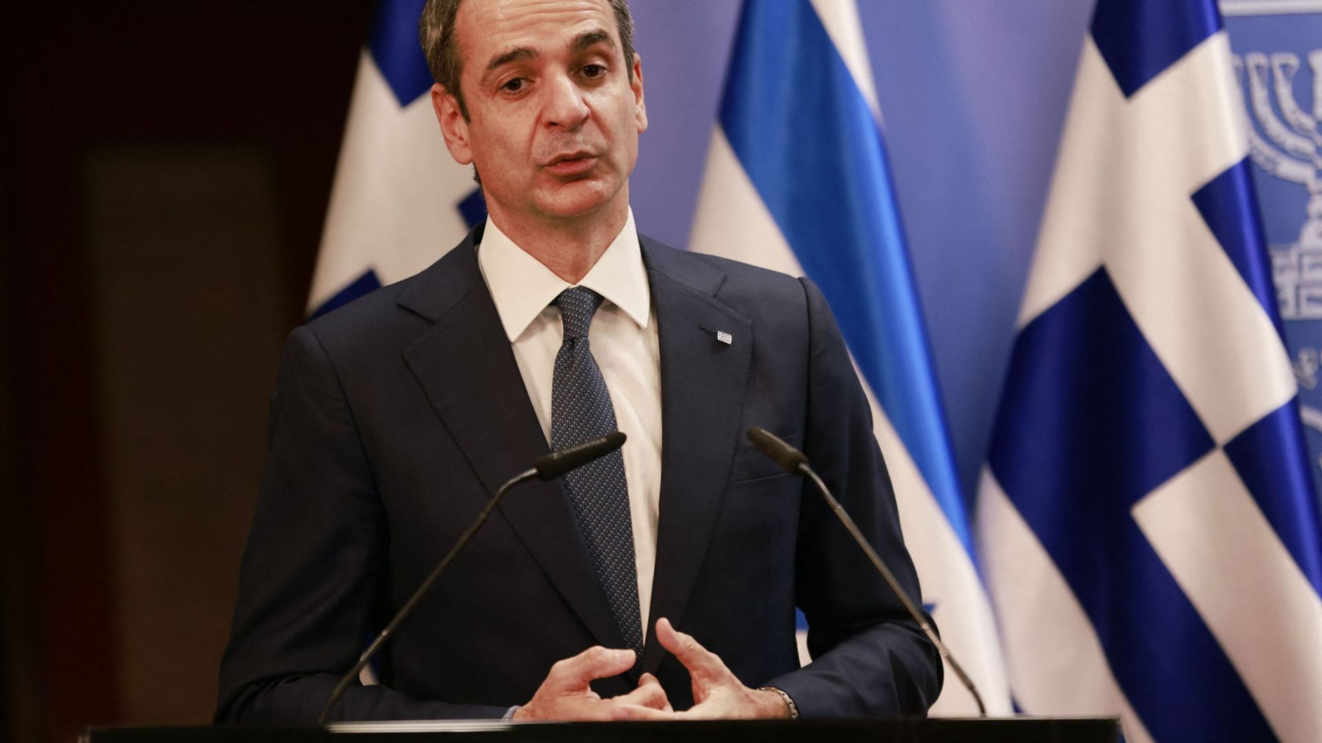 Le premier ministre grec Mitsotakis lors d'une visite en Israël en février dernier (image d'illustration)