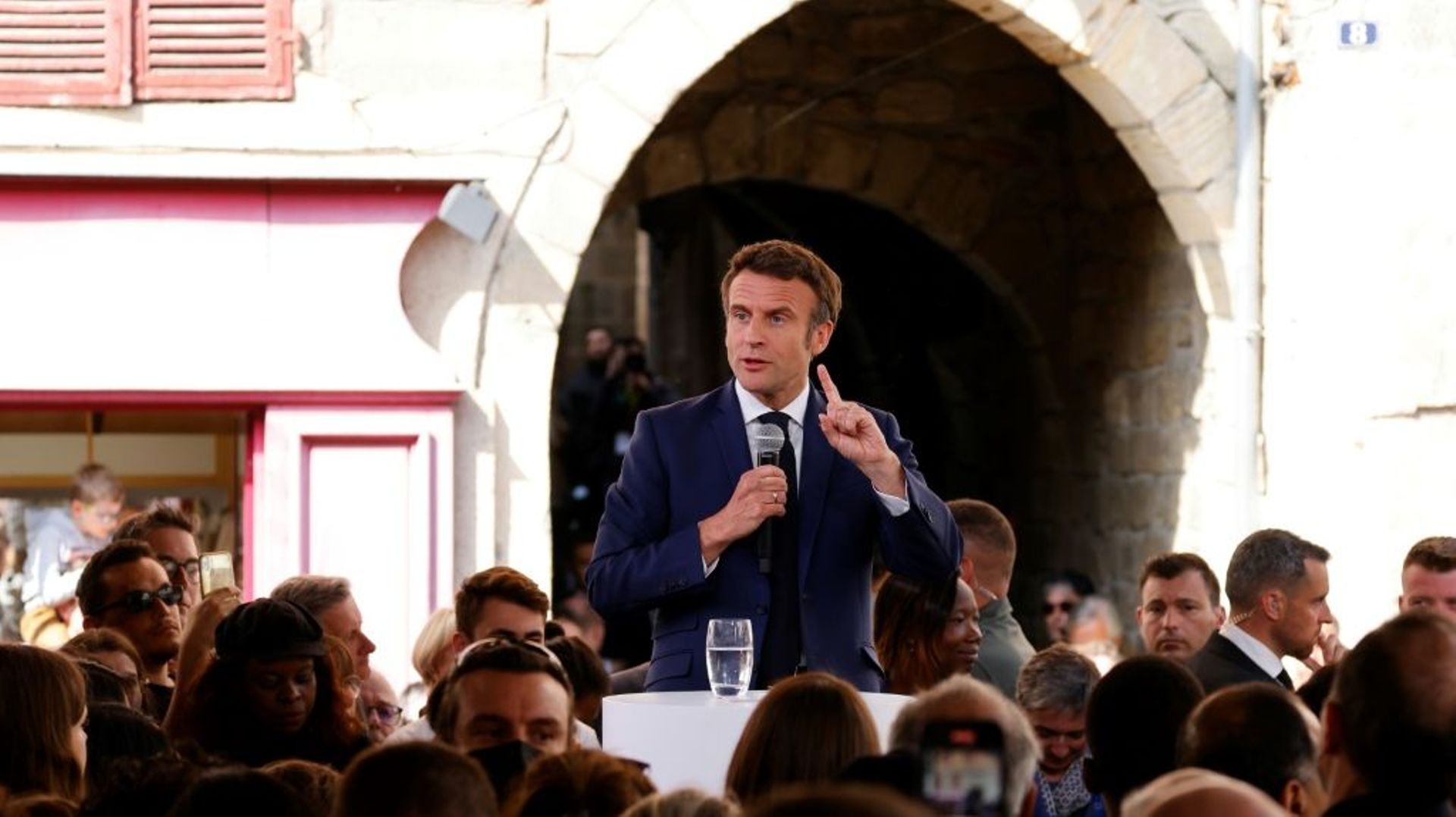 Emmanuel Macron, le 22 avril 2022 à Figeac (Lot)