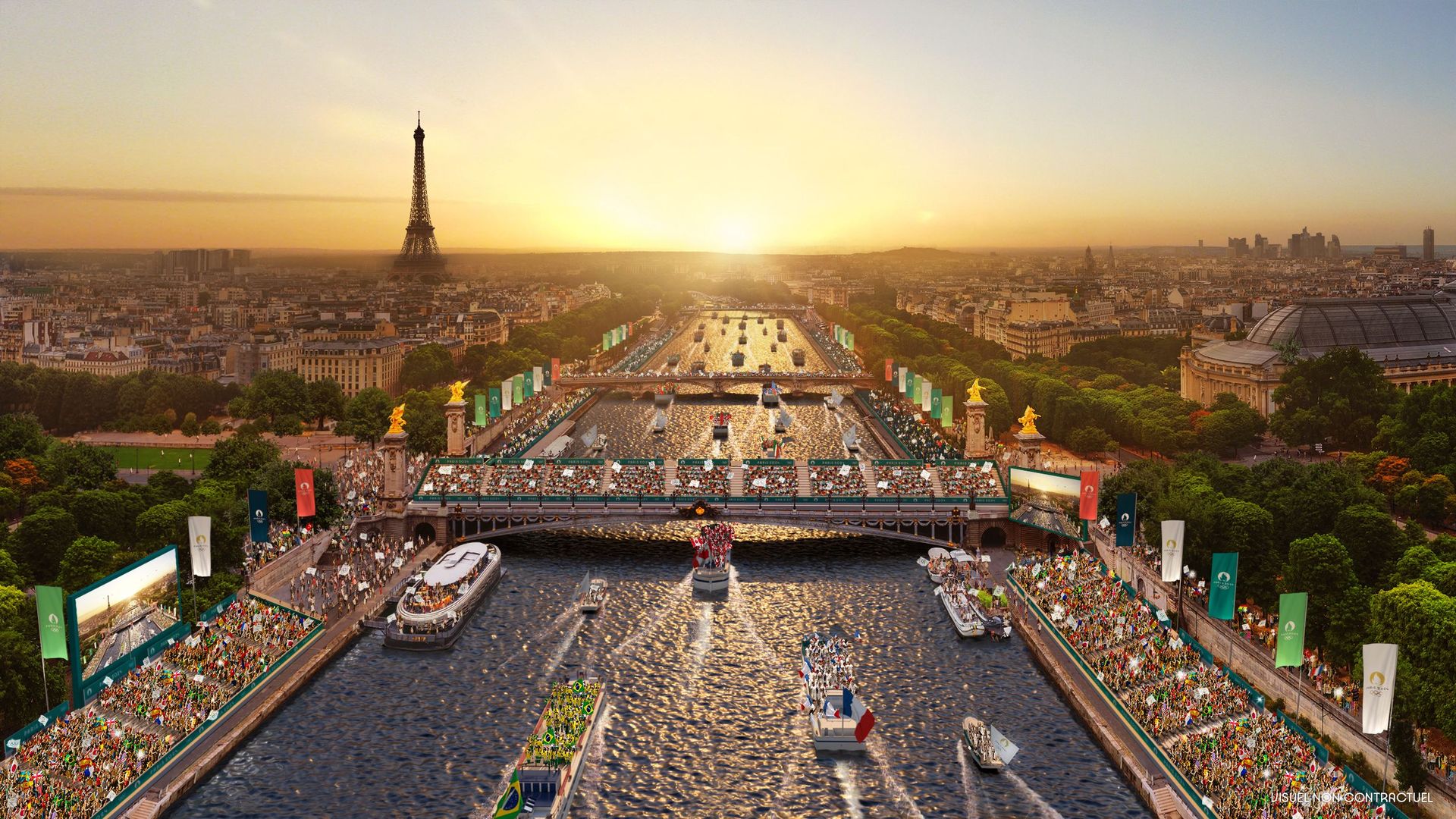 Image d'illustration présentant la possible parade sur la Seine, présentée en décembre dernier par le Comité Olympique français