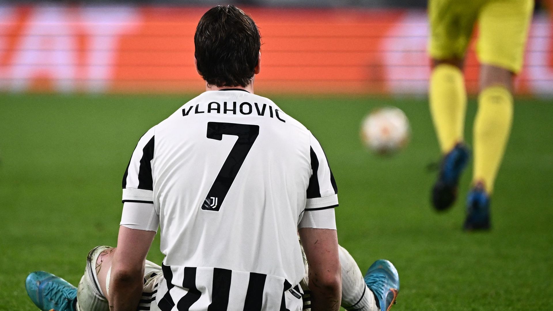Dusan Vlahovic à terre après l’élimination de la Juventus.