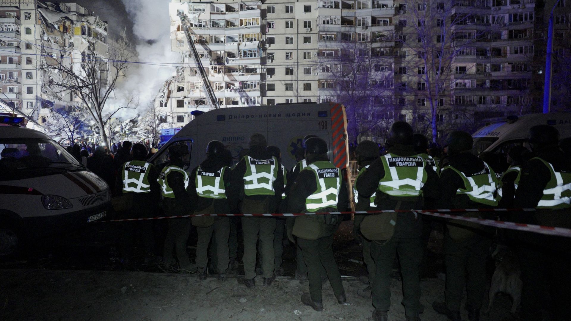 Un bâtiment détruit par une frappe russe