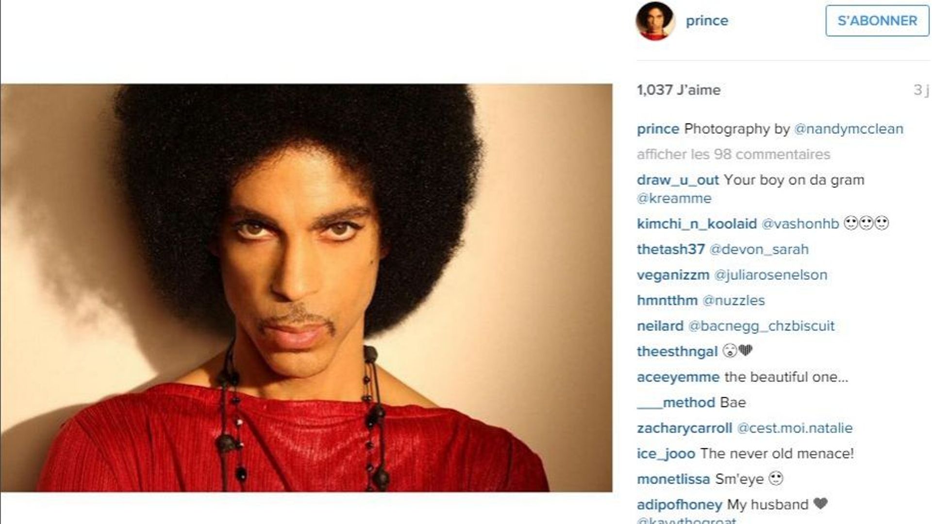 Prince débarque sur Instagram