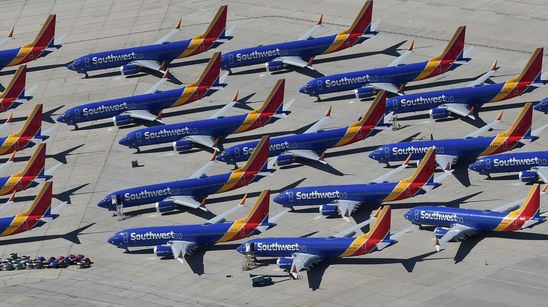 Des 737 MAX de Southwest Airlines, cloués au sol à Victorville (Californie) le 28 mars 2019