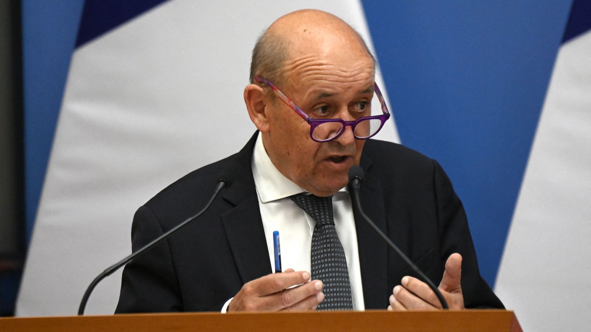 Le ministre français des Affaires étrangères Jean-Yves Le Drian durant une conférence de presse, le 10 septembre dernier.