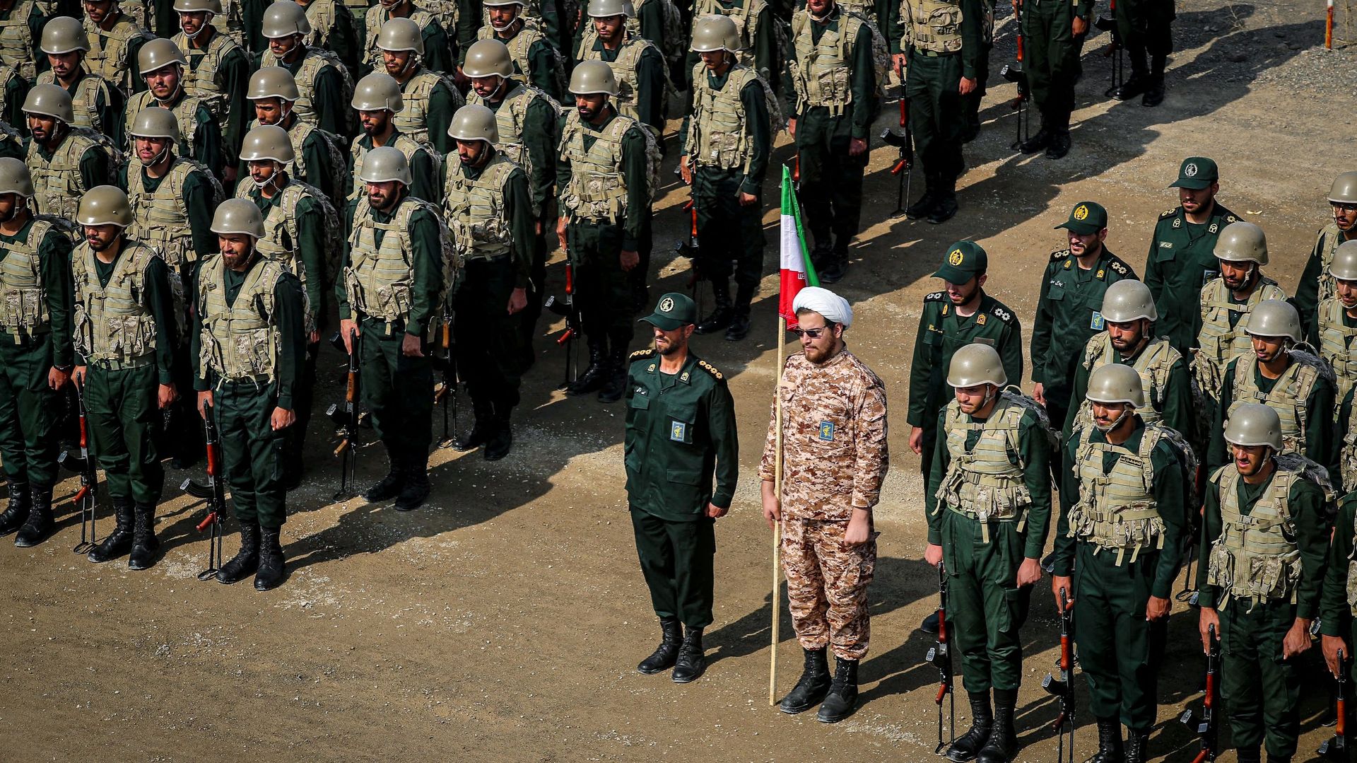 Des soldats des forces terrestres des Gardiens de la Révolution Islamique iranienne en entraînement au nord-ouest du pays.