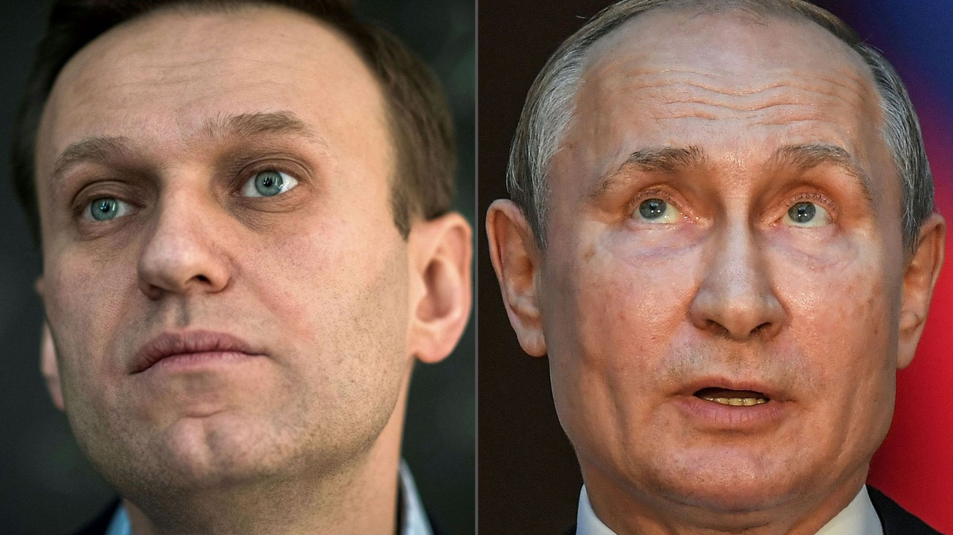L'opposant Alexeï Navalny et le dirigeant russe Vladimir Poutine