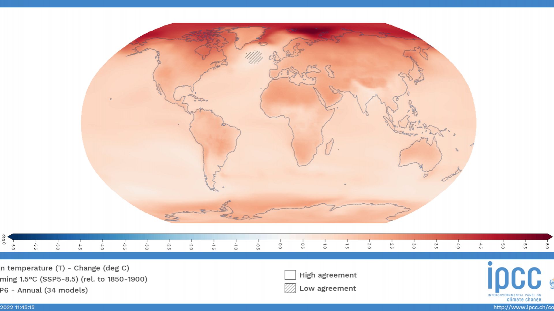 Augmentation des températures moyennes annuelles dans le "meilleur des scénarios", c’est-à-dire une augmentation de 1,5 °C.