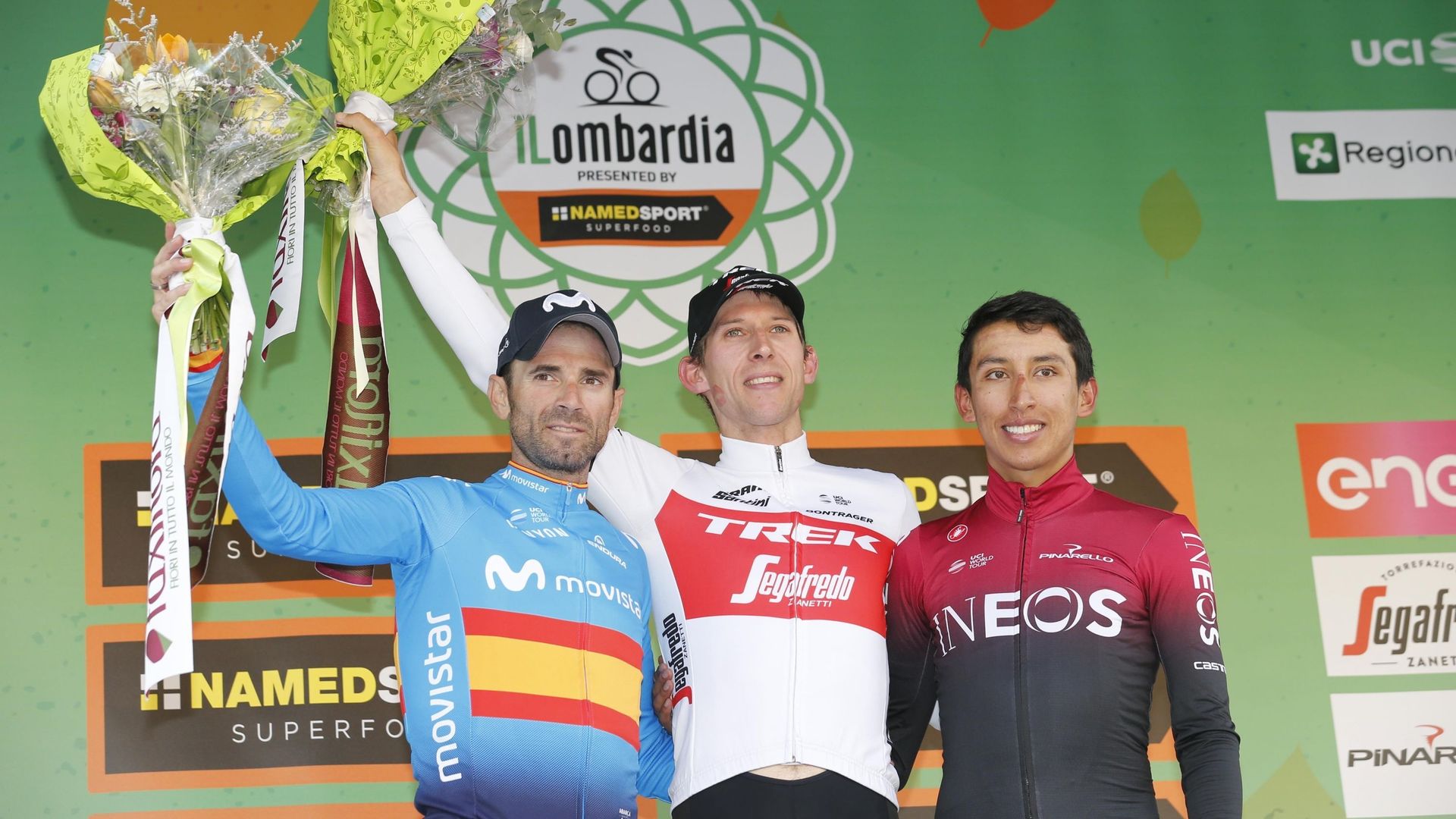 Le podium de l'édition 2019 du Tour de Lombardie 