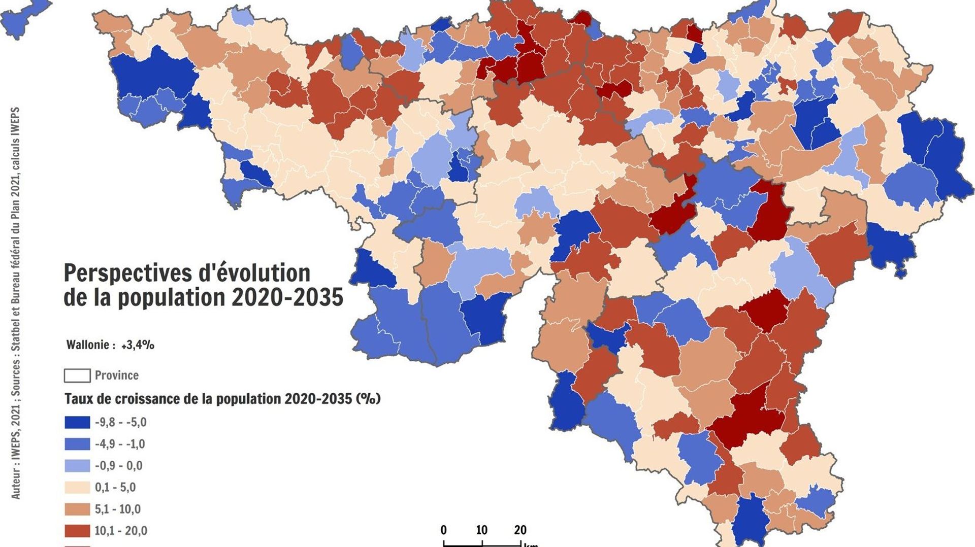 La population dans les communes aux alentours de Bruxelles et du Luxembourg va encore augmenter mais certaines communes plus rurales près des grands axes routiers aussi.