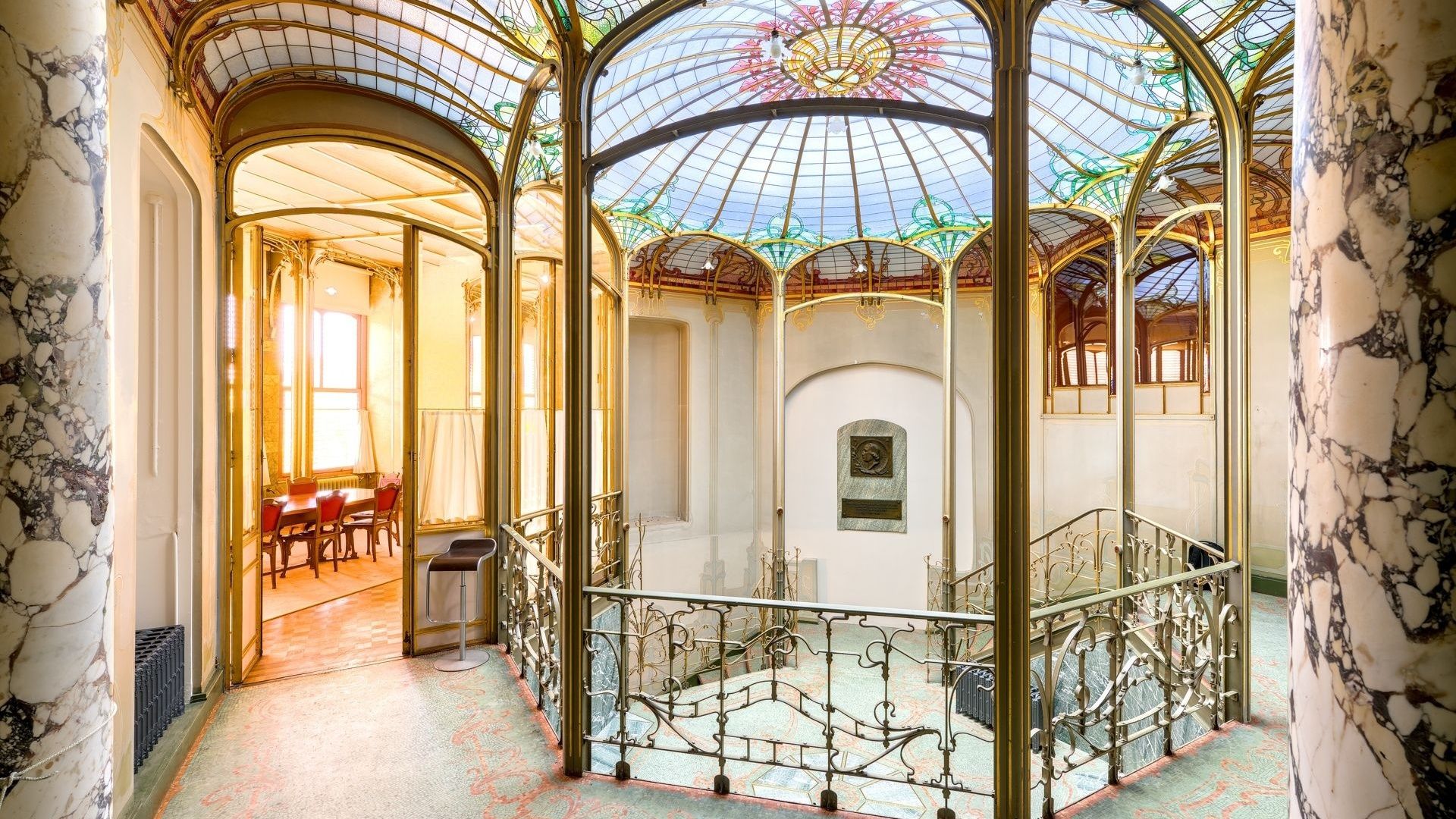 Hôtel van Eetvelde, Victor-Horta, ouverture sur la salle à manger.