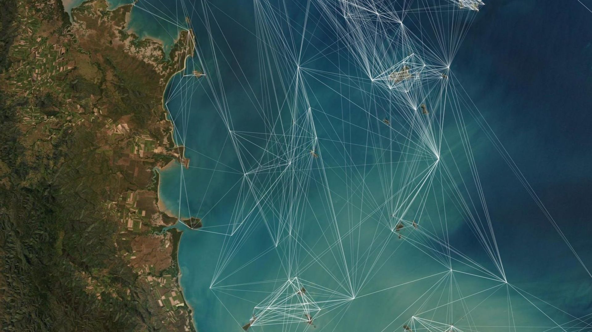 Illustration de la connectivité entre les récifs de la Grande Barrière de Corail.