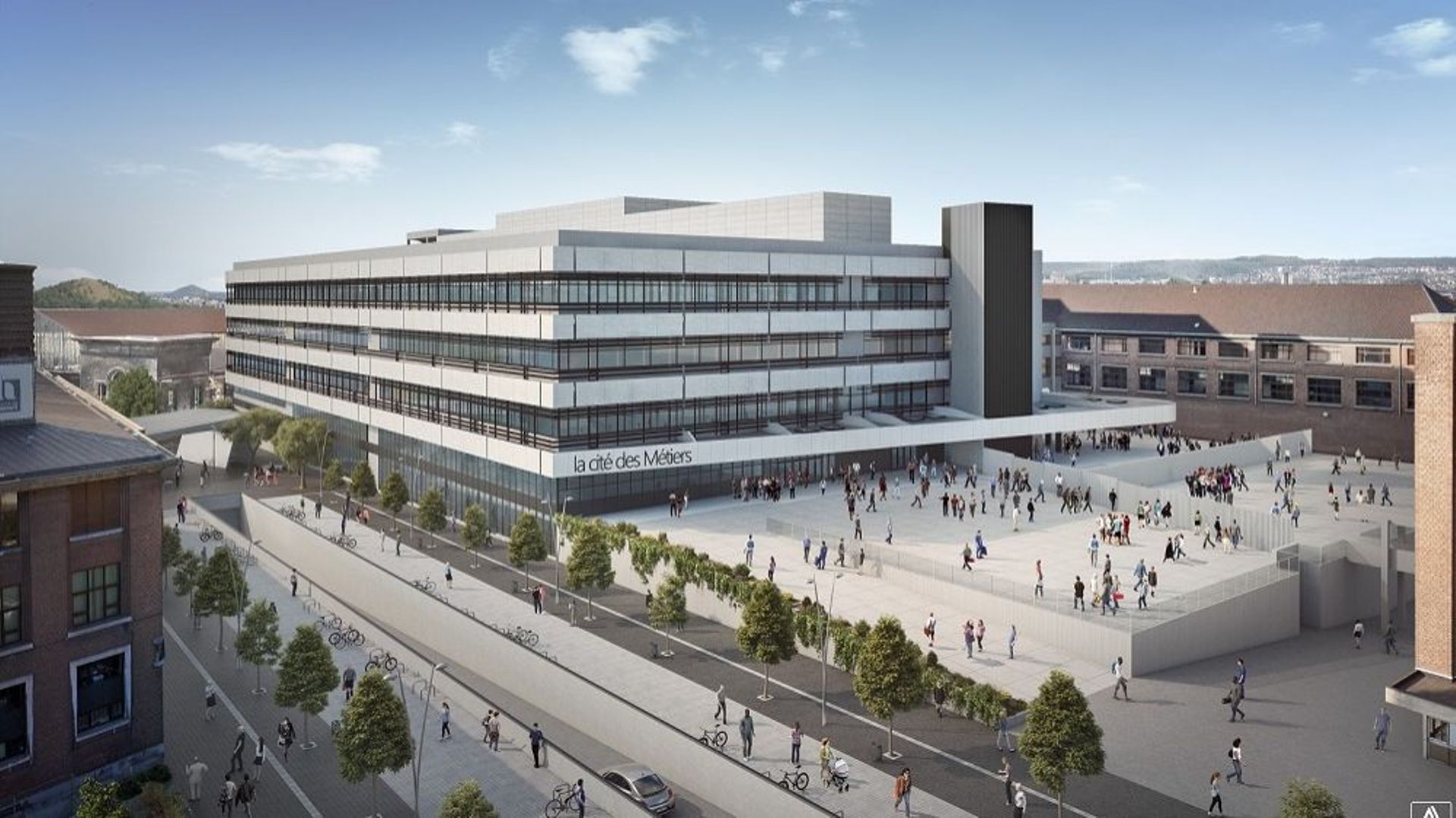 Vue sur le futur campus carolo avec la cité des métiers