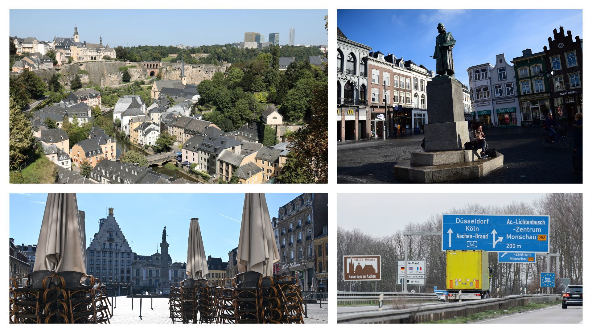 Quelques clichés des contrées voisines : Luxembourg-Ville, Bois-le-Duc, Grand'Place de Lille et frontière allemande 