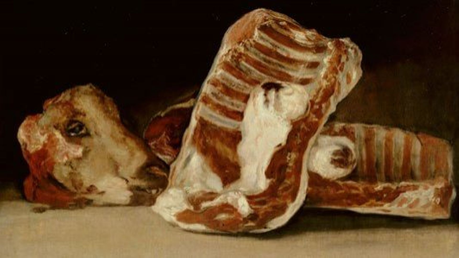 Goya - Nature morte avec une tête d'un agneau