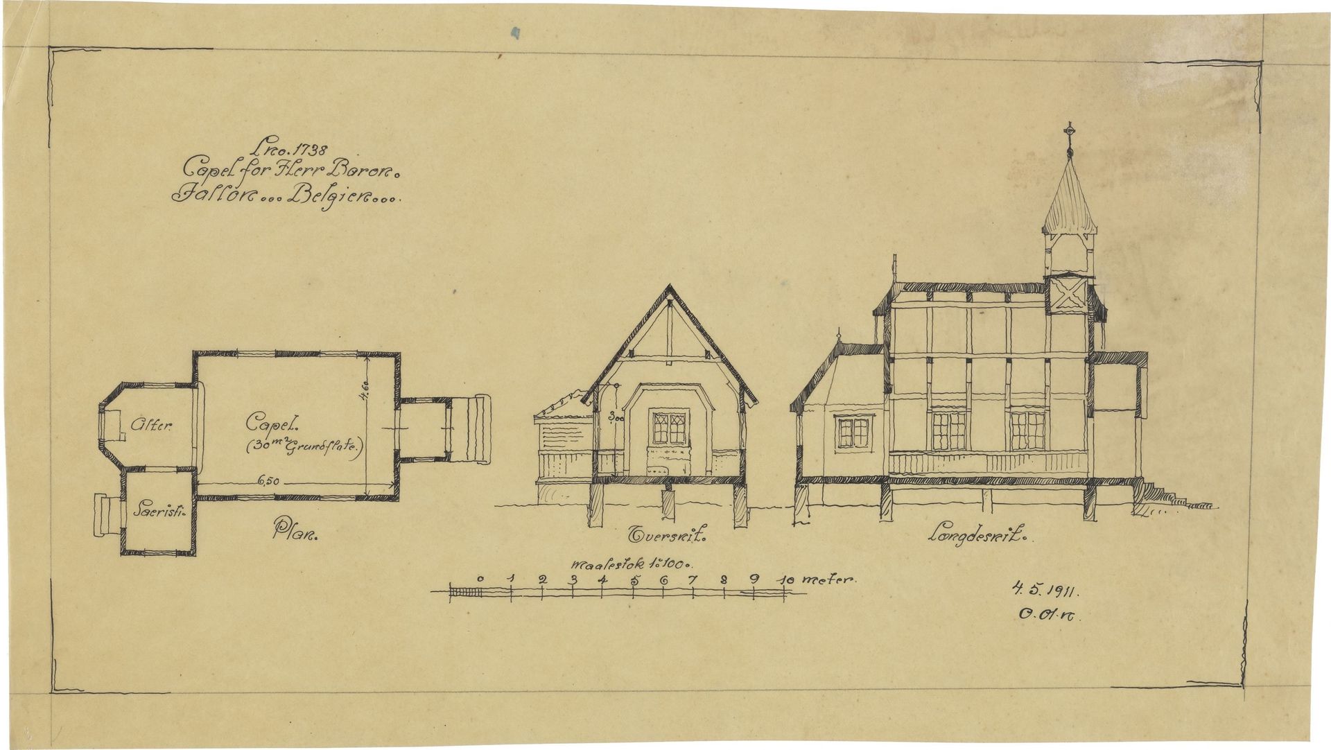 Le plan intermédiaire de la chapelle de Namur retrouvé dans les archives norvégiennes
