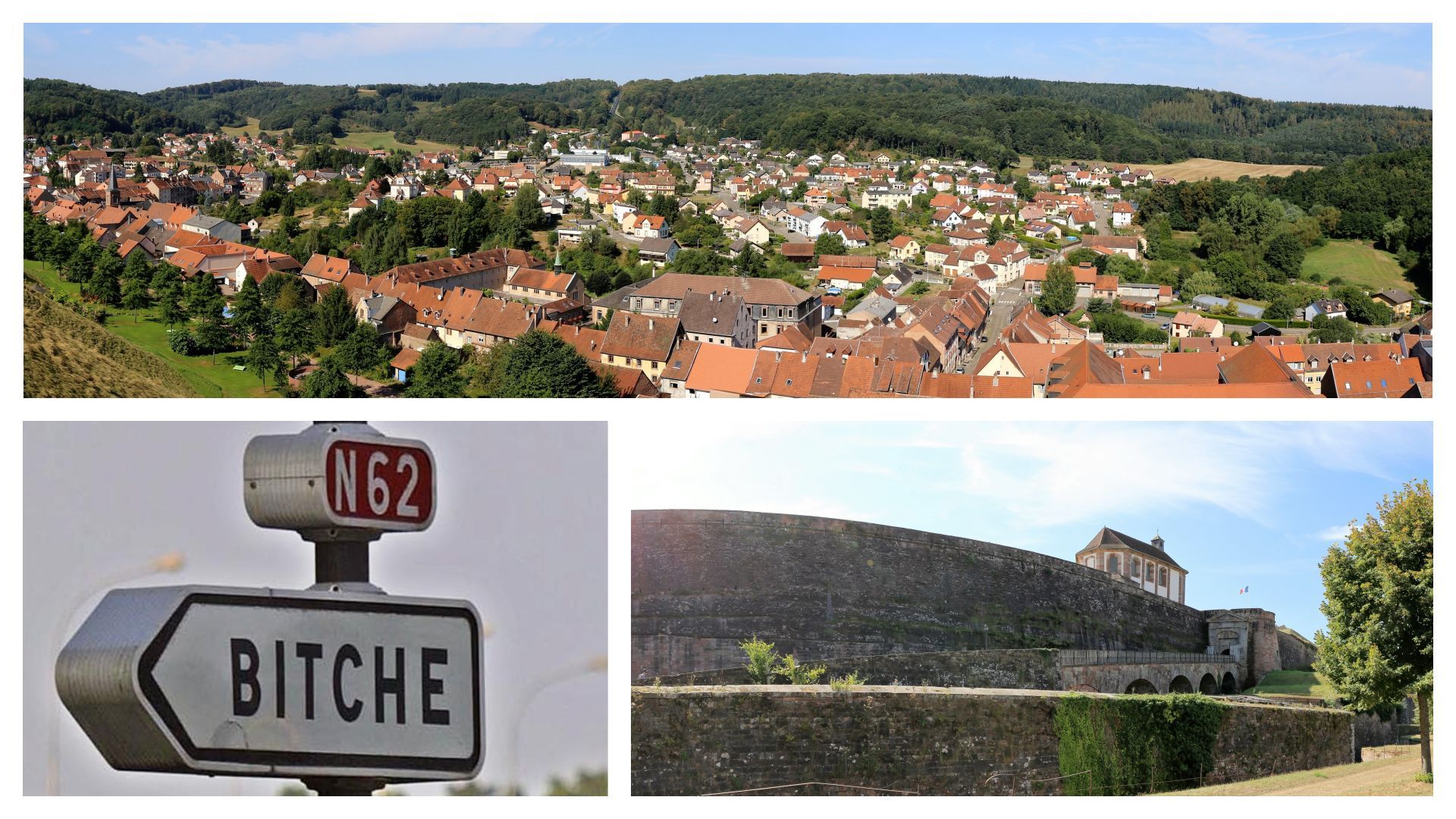 Citadelle et vue sur la ville de Bitche, dans le département de la Moselle (Nord-est de la France)