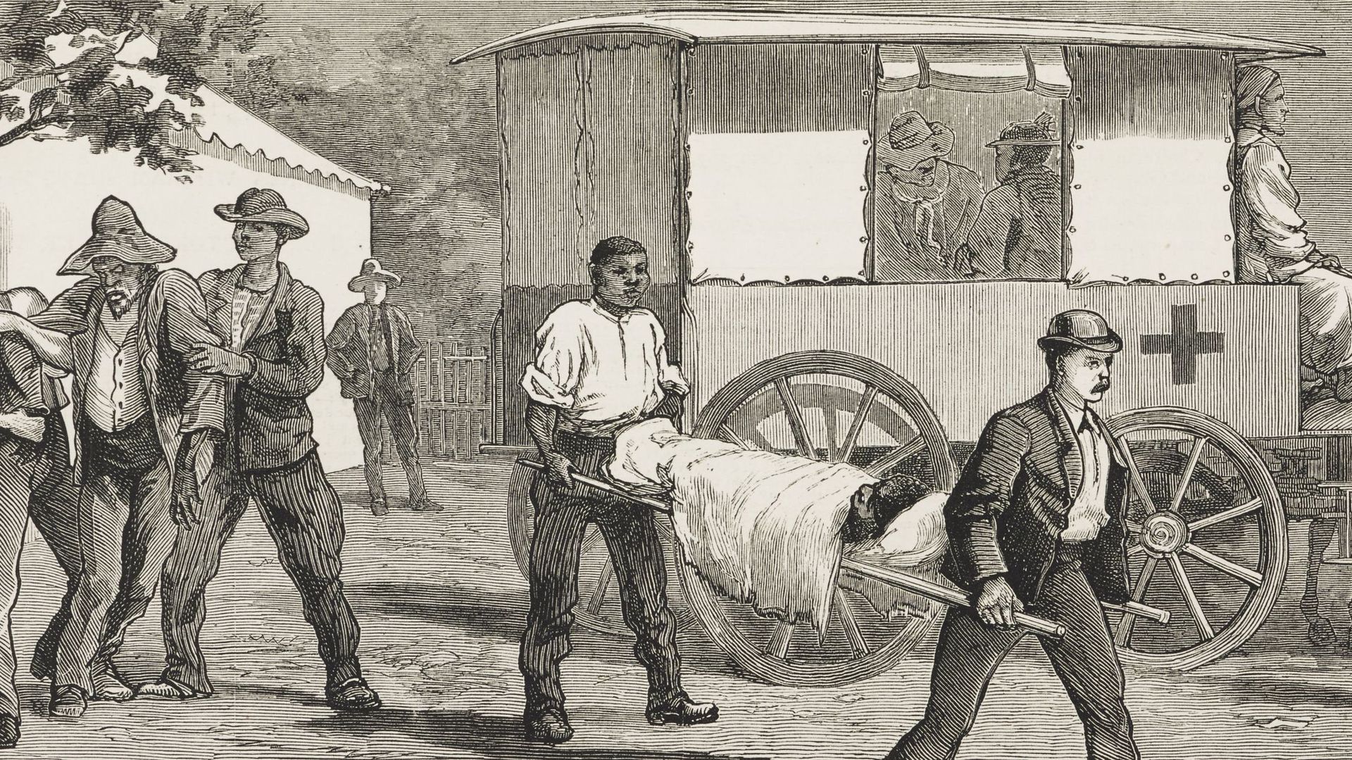 Transport d’un corps lors de l’épidémie de variole au Cap