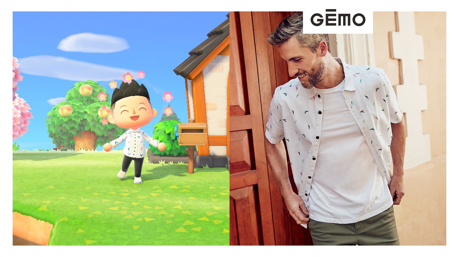 Gémo présente sa nouvelle collection dans le jeu "Animal Crossing" en partenariat avec Rosbeef!.