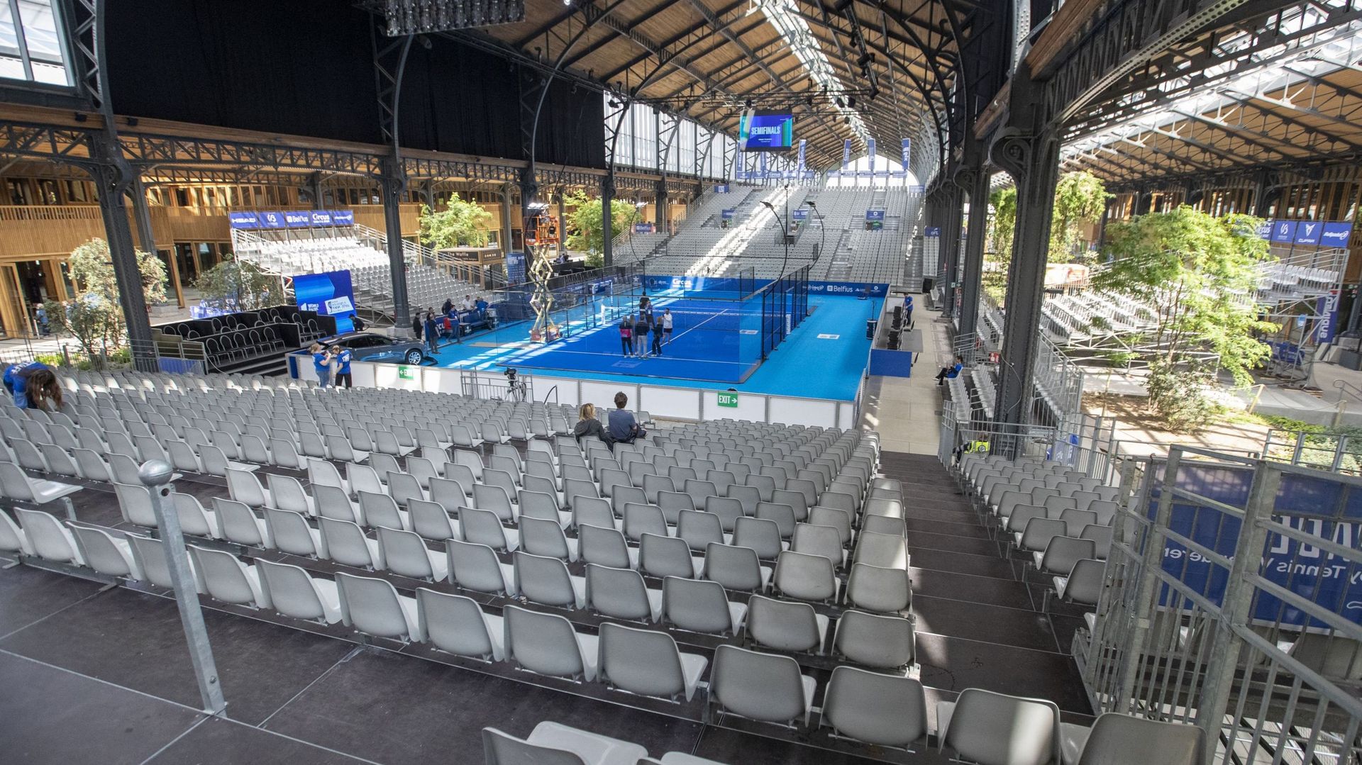 Le court central du tournoi de padel de Bruxelles.