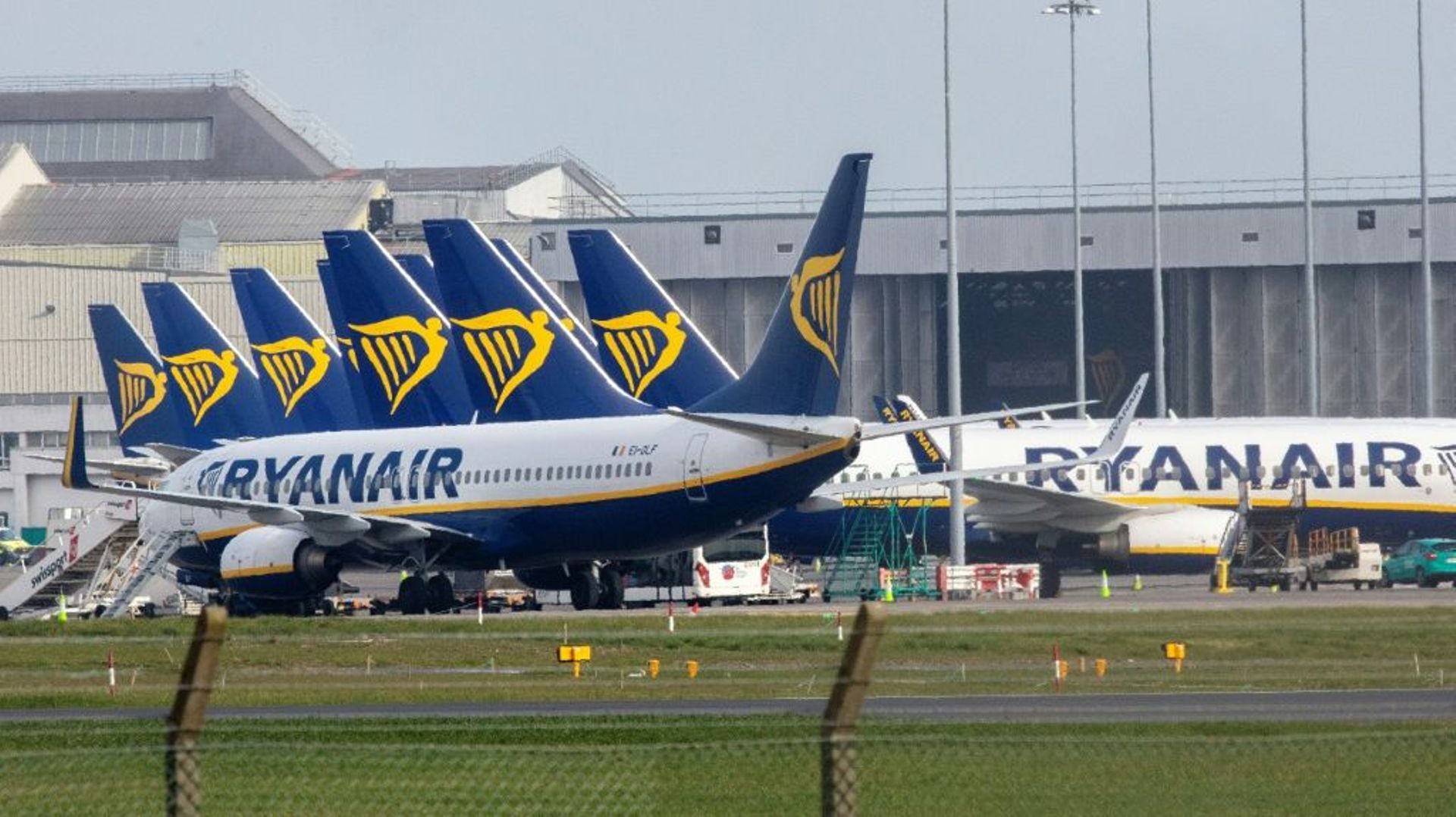 Des avions de Ryanair sur le tarmac de l'aéroport de Dublin le 23 mars 2020
