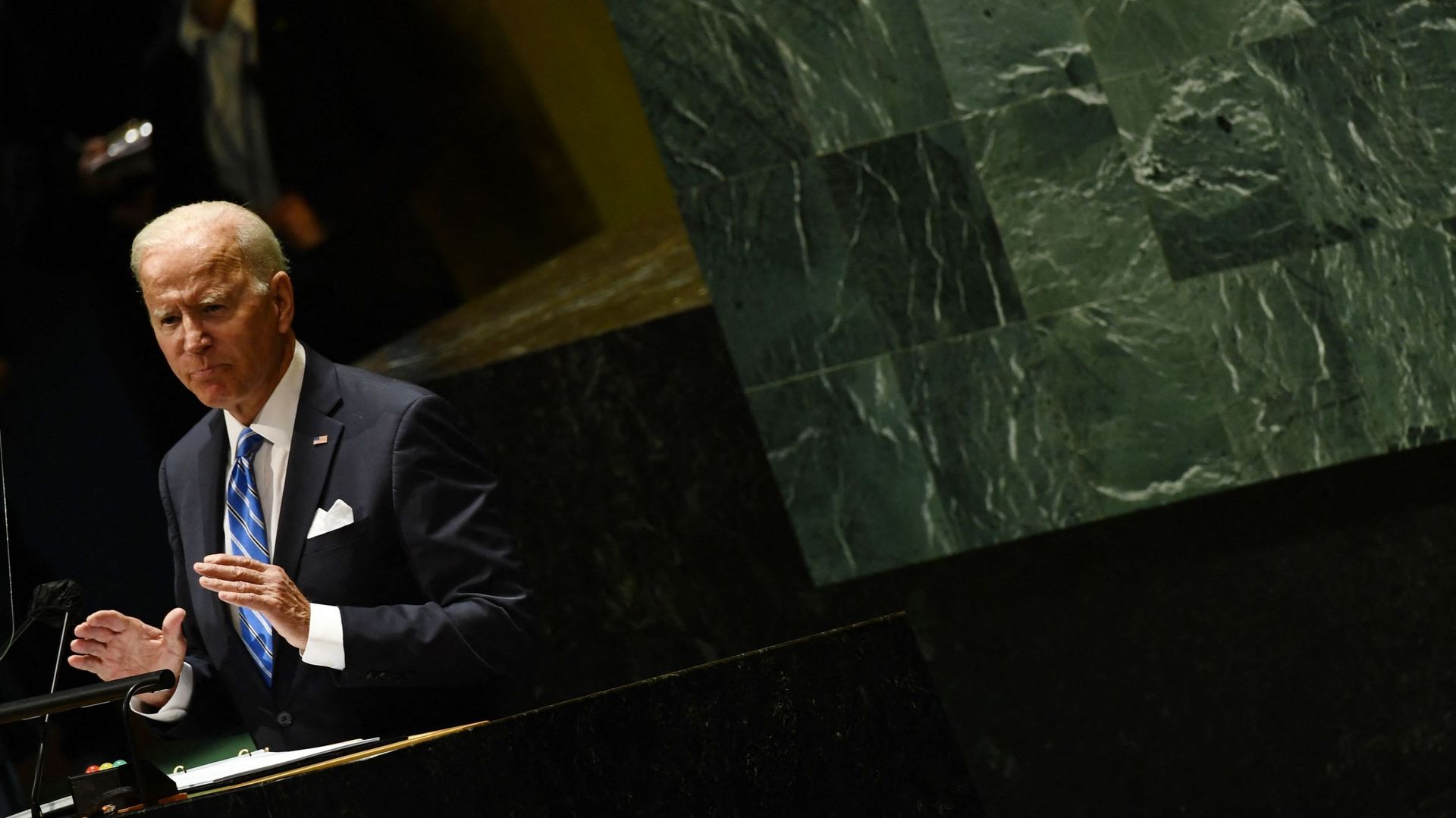 Le président américain Joe Biden à la tribune des Nations unies, le 21 septembre 2021.