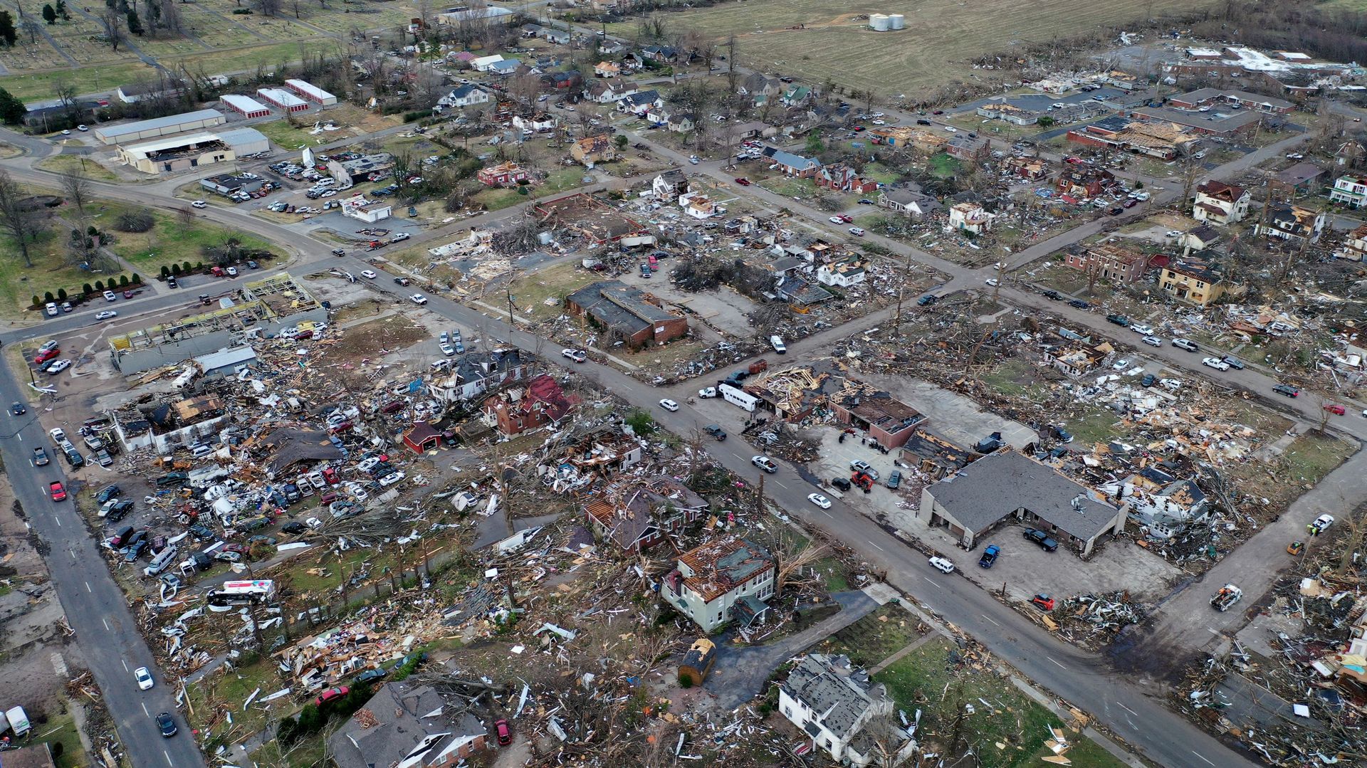 La ville de Mayfield au Kentucky a été ravagée par les tornades du 11 décembre 2021.