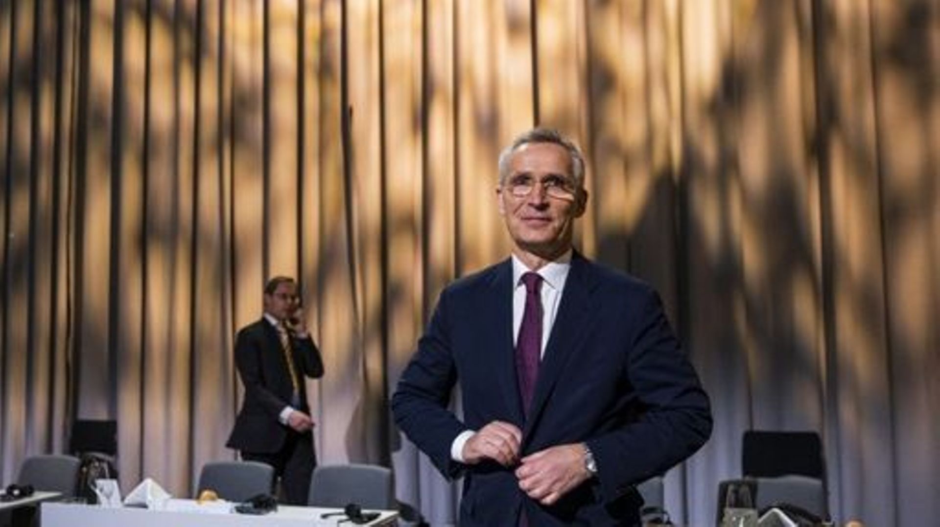 NATO Secretary General Jens Stoltenberg arrives to the informal meeting of EU Defence Ministers at the Scandinavian XPO, on March 8, 2023 in Marsta, north of Stockholm, Sweden.  Jonathan NACKSTRAND / AFP
