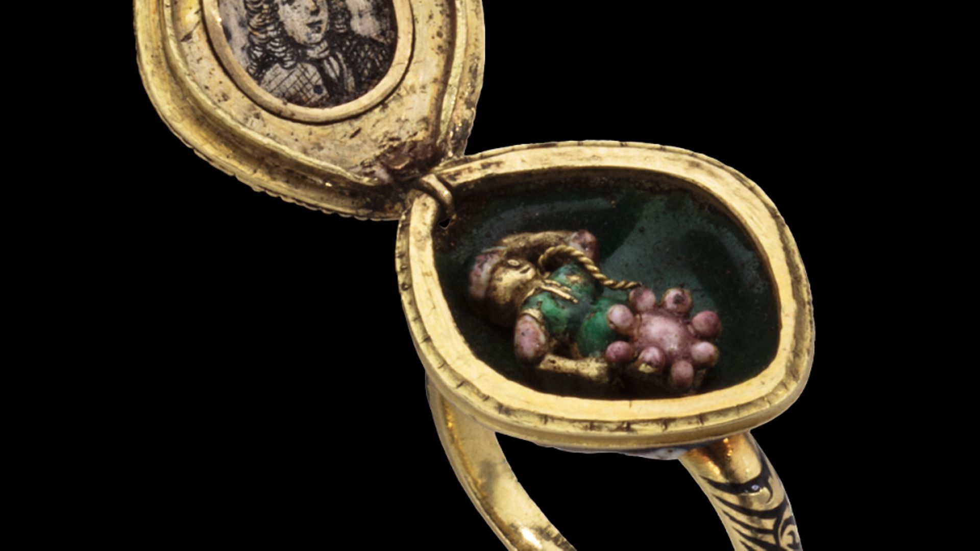 Bague rosace ornée de diamants avec médaillon acquise par la Fondation Roi Baudouin, qui sera exposé au Musée DIVA