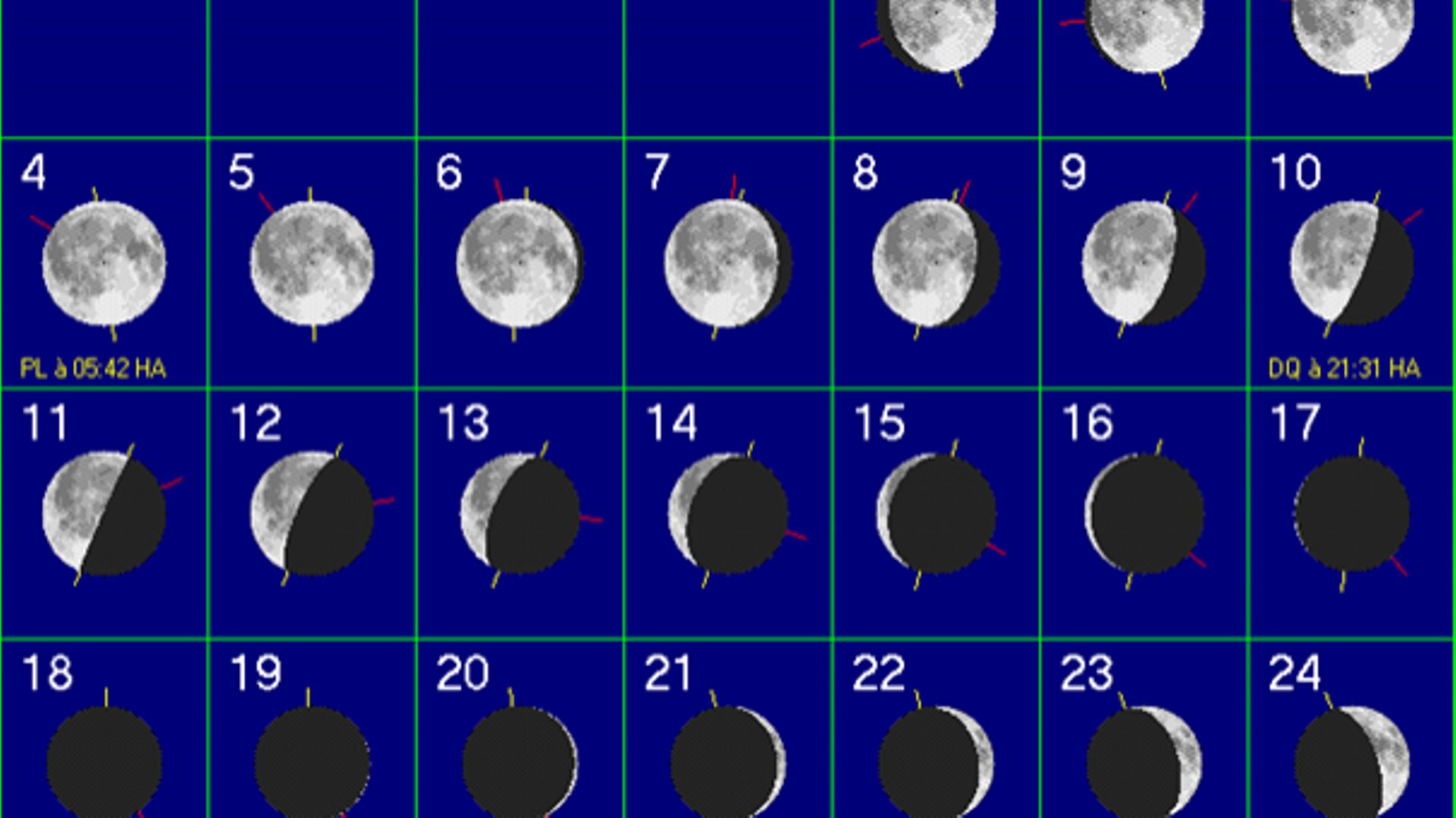Les phases lunaires durant le mois de juin 2023