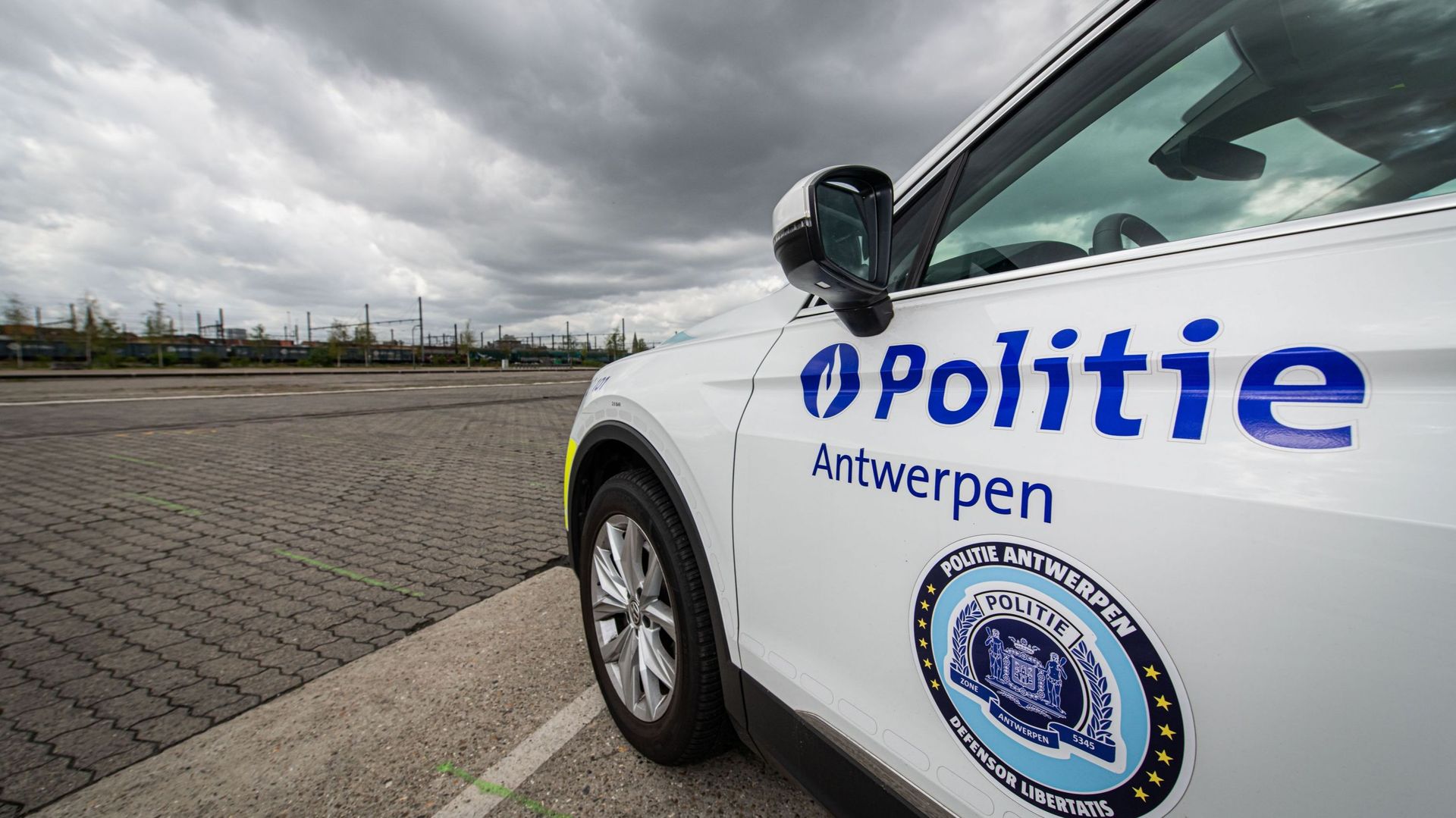 Véhicule de police lors d’une séance de photos avec des véhicules de police et des agents en uniforme de la zone de police d’Anvers, à Anvers, jeudi 7 avril 2022.