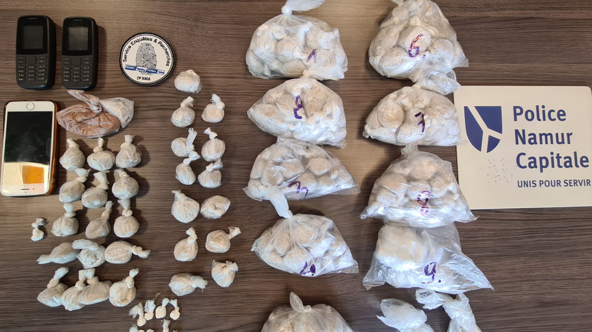 Namur: un kilo d'héroïne saisi, trois personnes interpellées