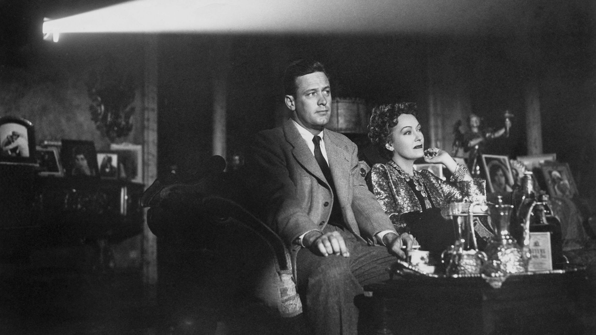 William Holden et Gloria Swanson durant une scène de 'Boulevard du crépuscule', 1950.