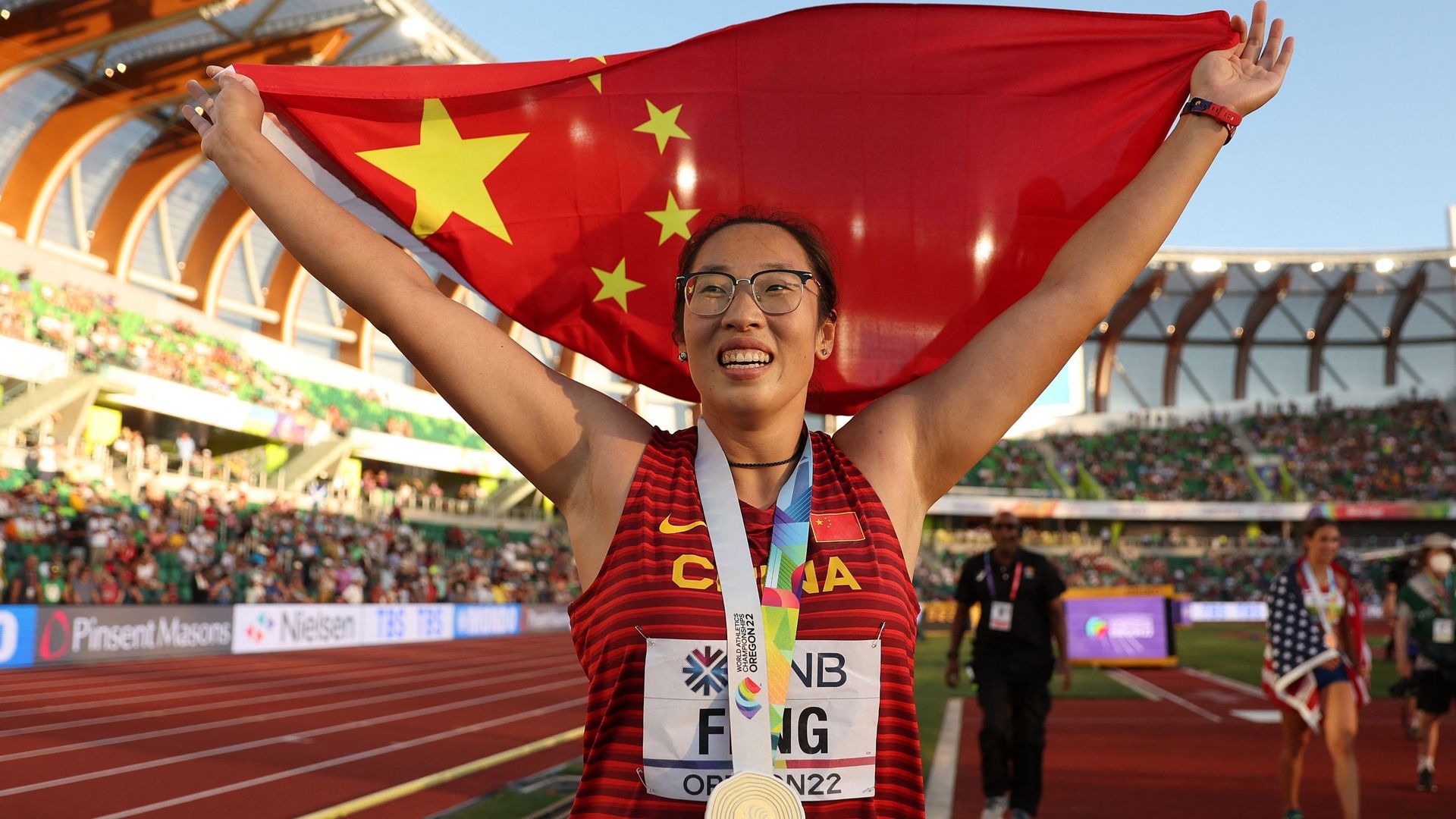 Bin Feng, championne du monde de lancer de disque féminin