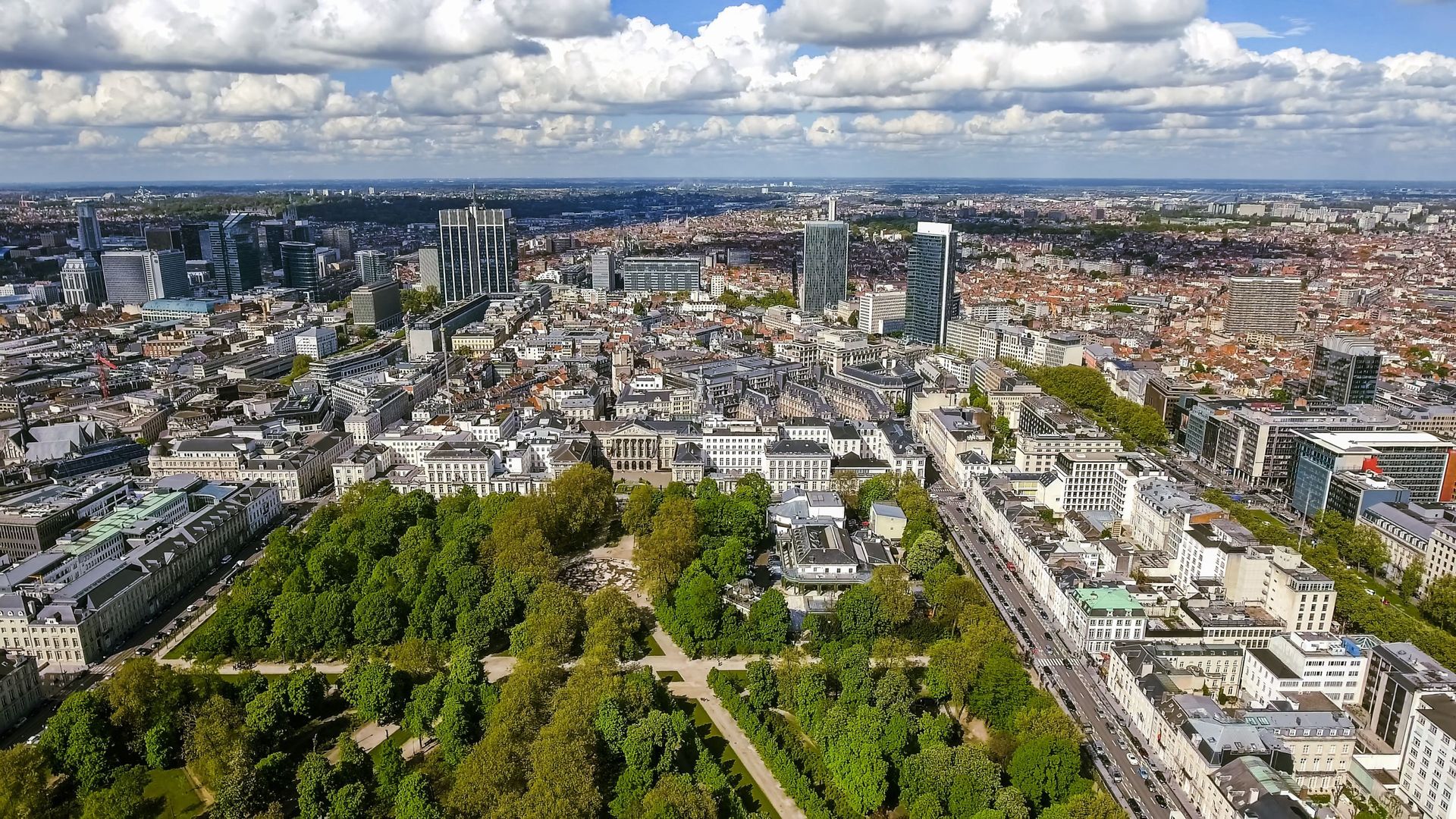 Aerial View Financial District Of Brussels Cityscape In Belgium