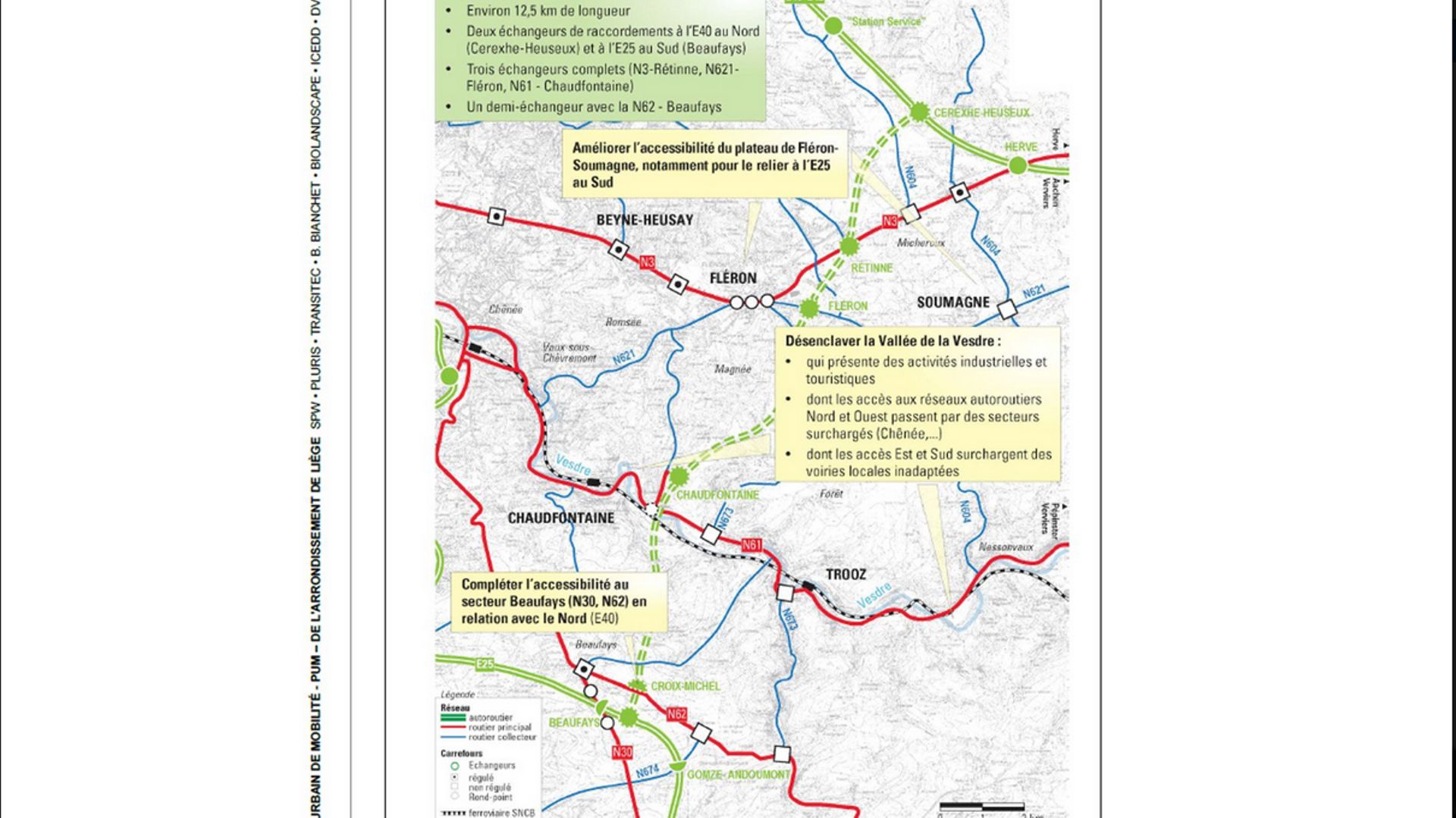 L'avant-projet de tracé de CHB de 2005 présenté dans le PUM de l'Agglomération de Liège