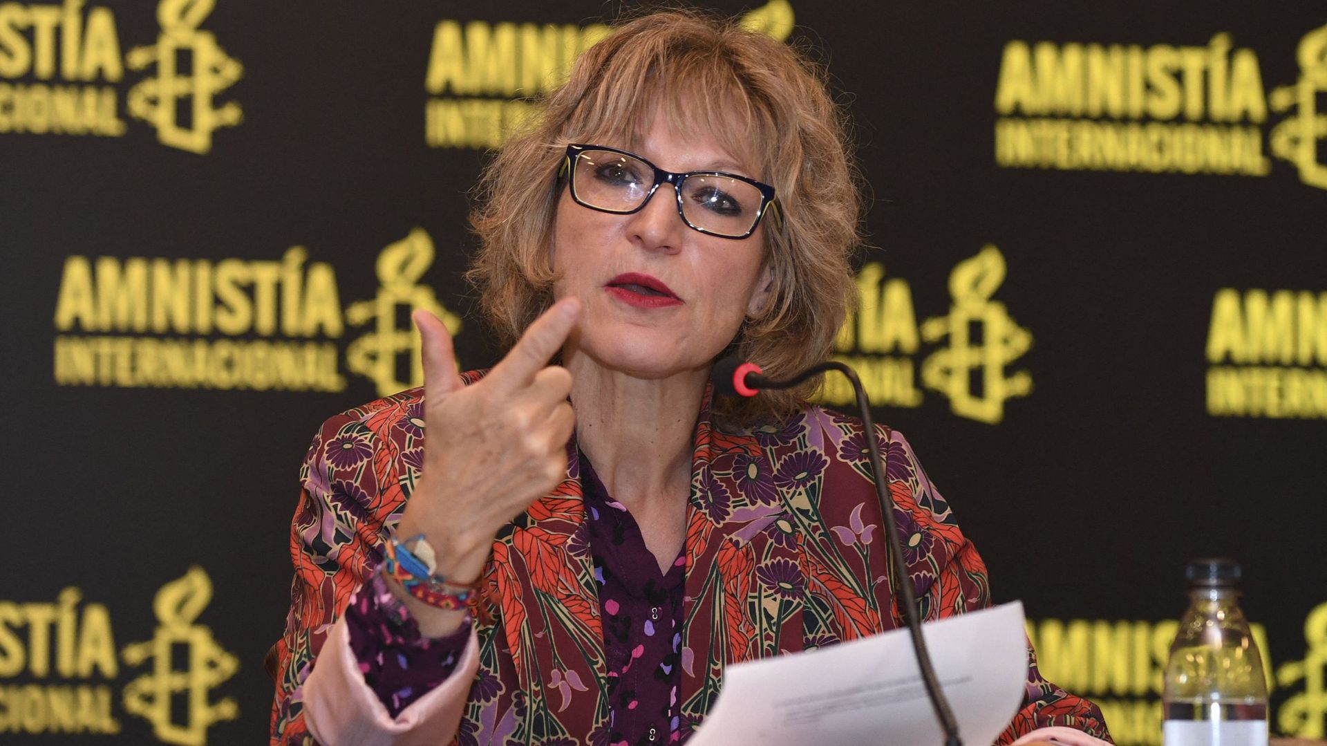 Agnès Callamard, secrétaire générale d'Amnesty International, à Bogota, le 1e décembre 