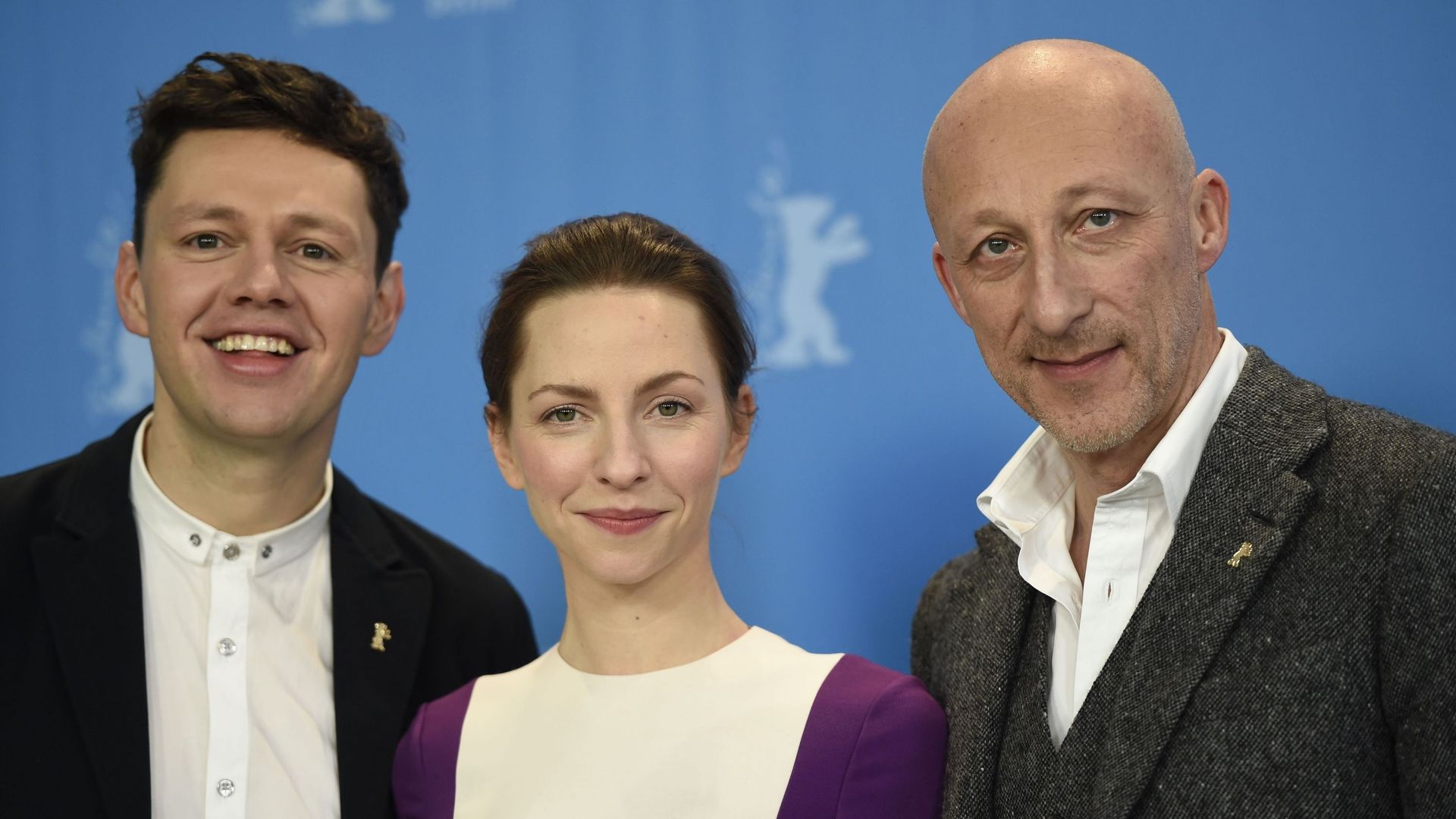 Les acteurs Christian Friedel et Katharina Schuettler et le réalisateur Oliver Hirschbiegel à la Berlinale
