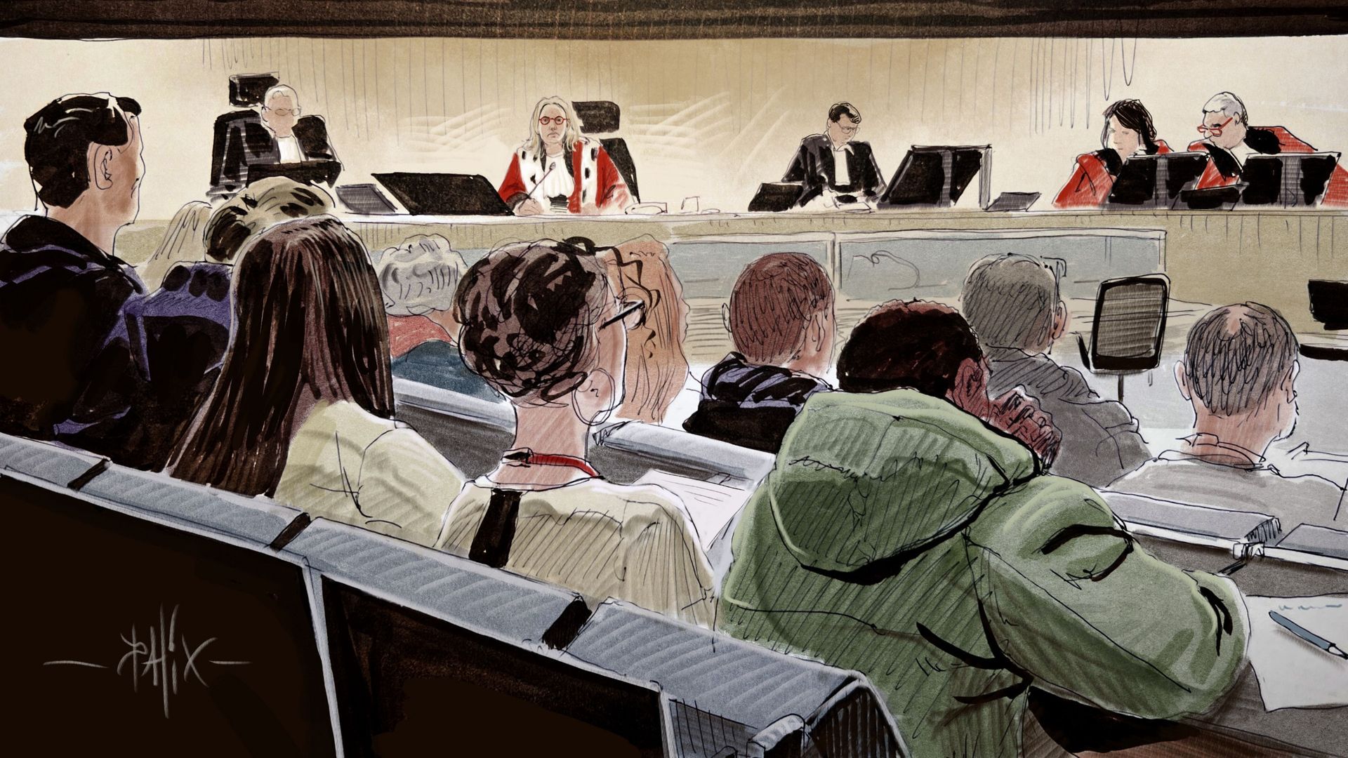 Les jurés en salle d’audience au procès des attentats de Bruxelles.