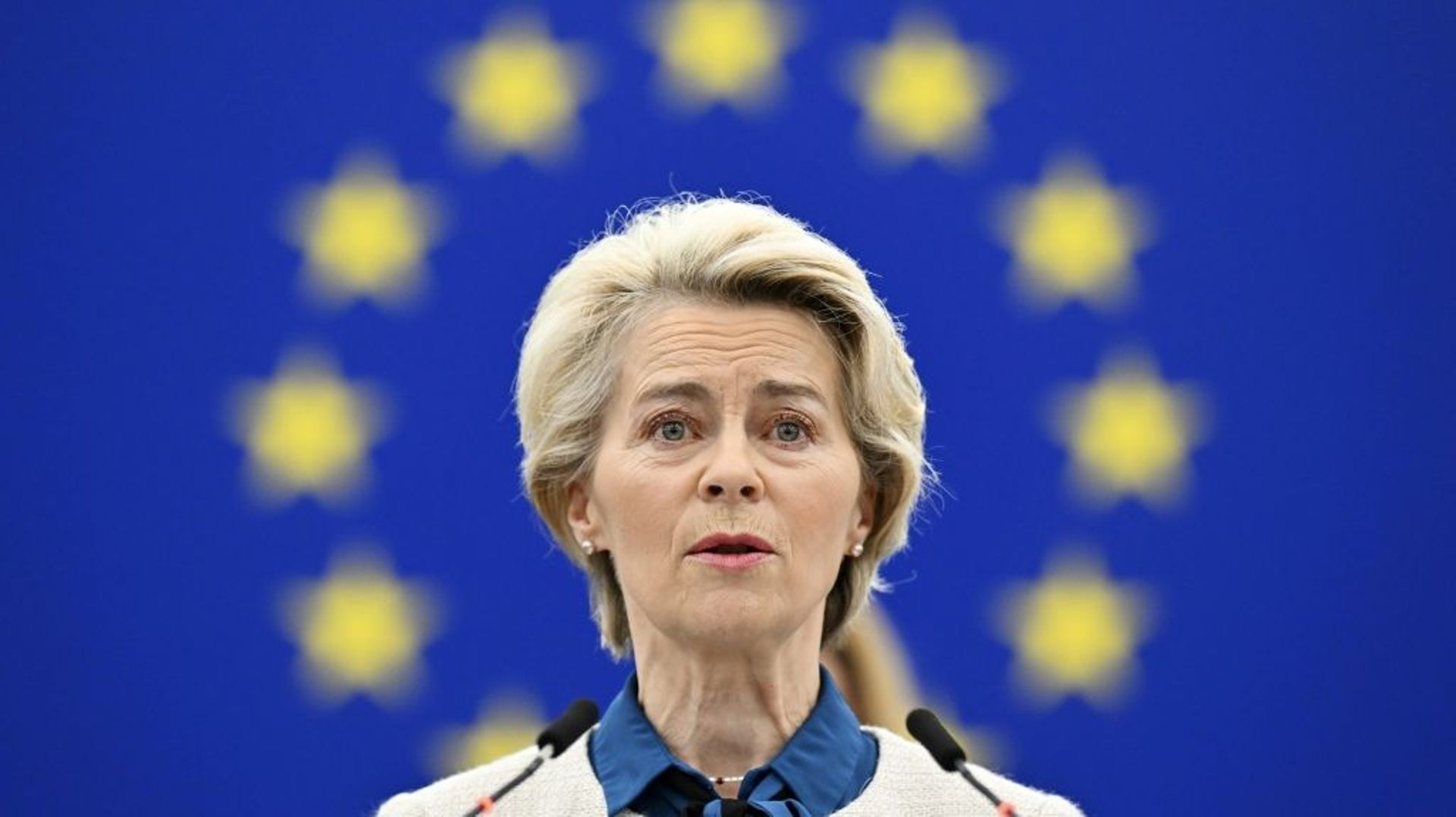 La présidente de la Commission européenne Ursula von der Leyen s’exprime devant le Parlement européen à Strasbourg le 18 janvier 2023