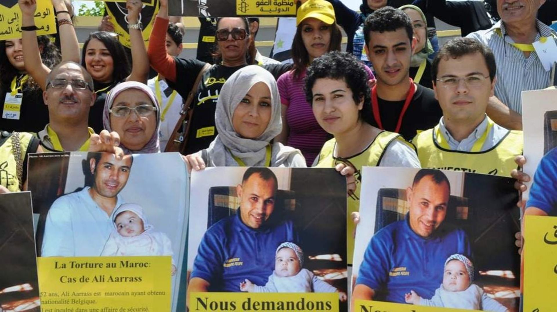 Manifestation du Comite Free Ali au Maroc, avec Farida Aarrass