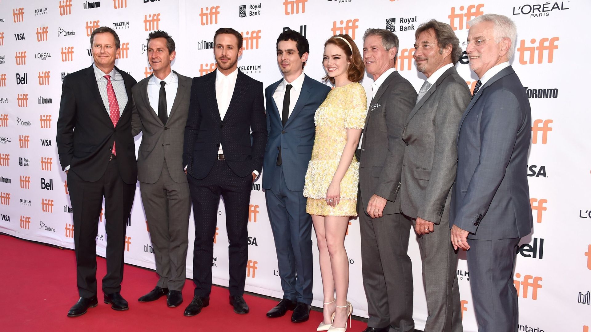 L'équipe du film "La La Land" avec Ryan Gosling et Emma Stone.
