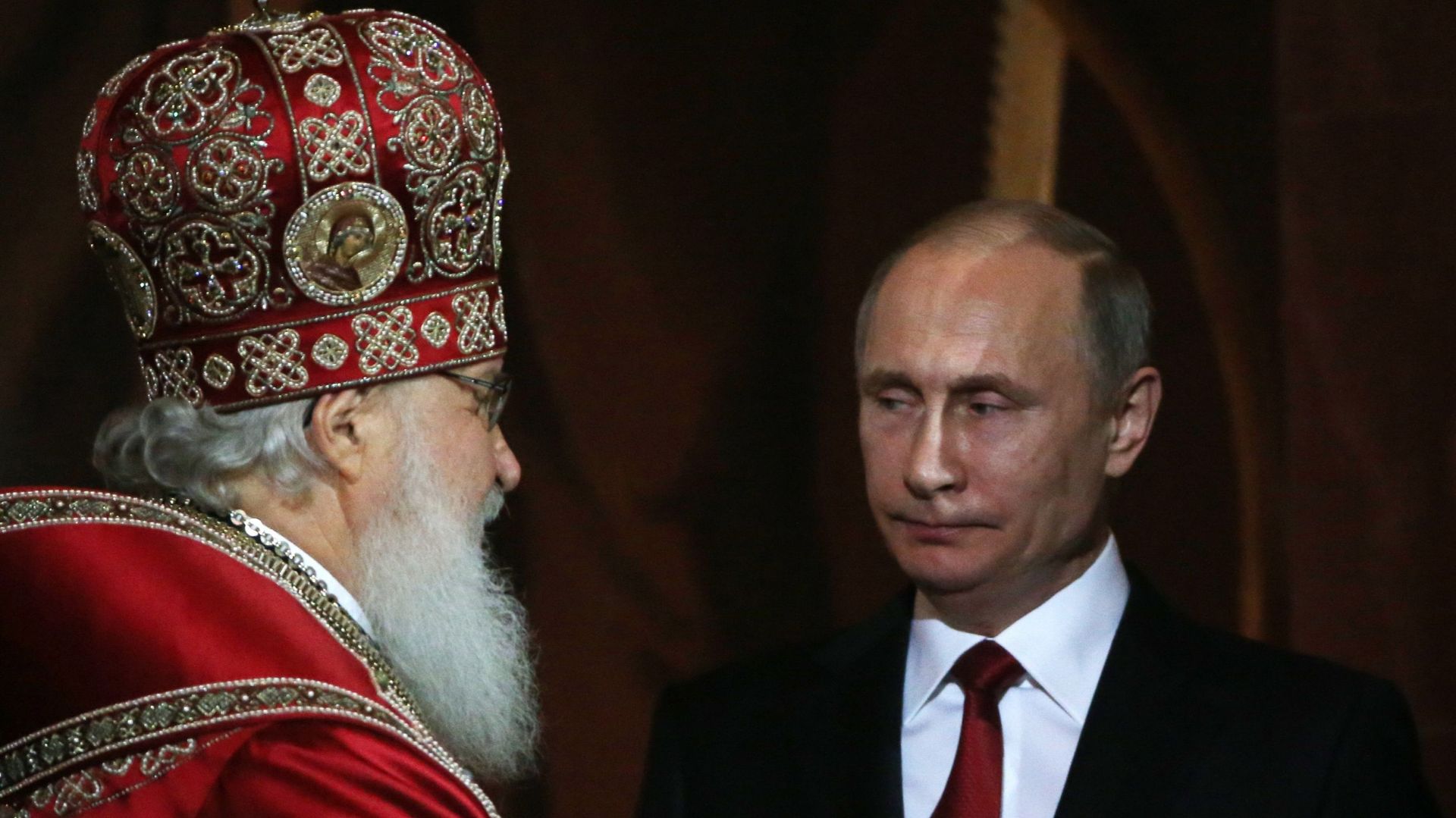 Le patriarche orthodoxe russe Kirill en compagnie du président russe Vladimir Poutine. 