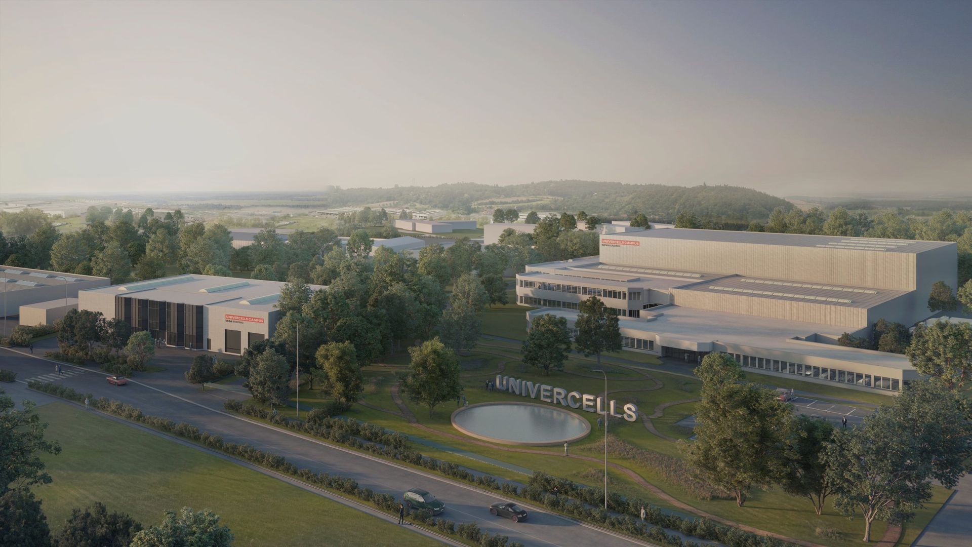 Projection des travaux, une fois terminés, sur le site d'Univercells à Jumet