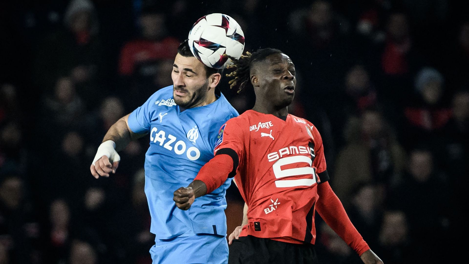 Jérémy Doku avec Rennes face à Marseille.